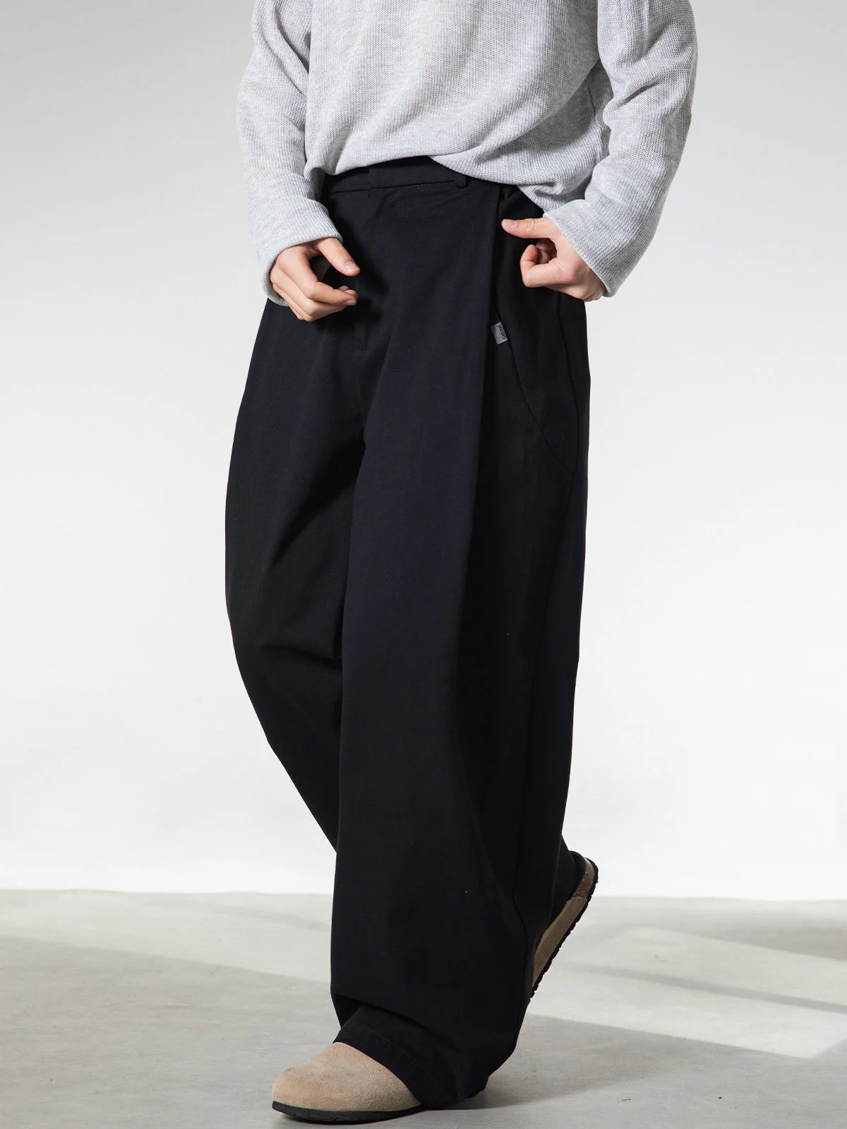 3D Pleats Pure Cotton Loose-fit Straight-fit Pants - Image 5