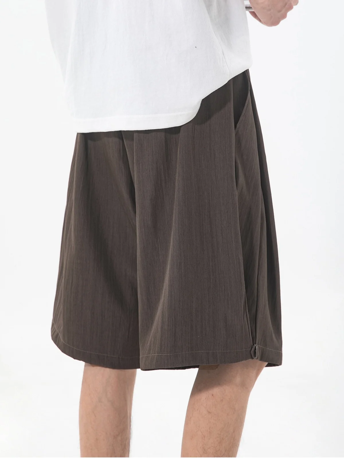 Slight Wrinkles Gathering Straight-fit Five Points Dress Pants Shorts - Image 6