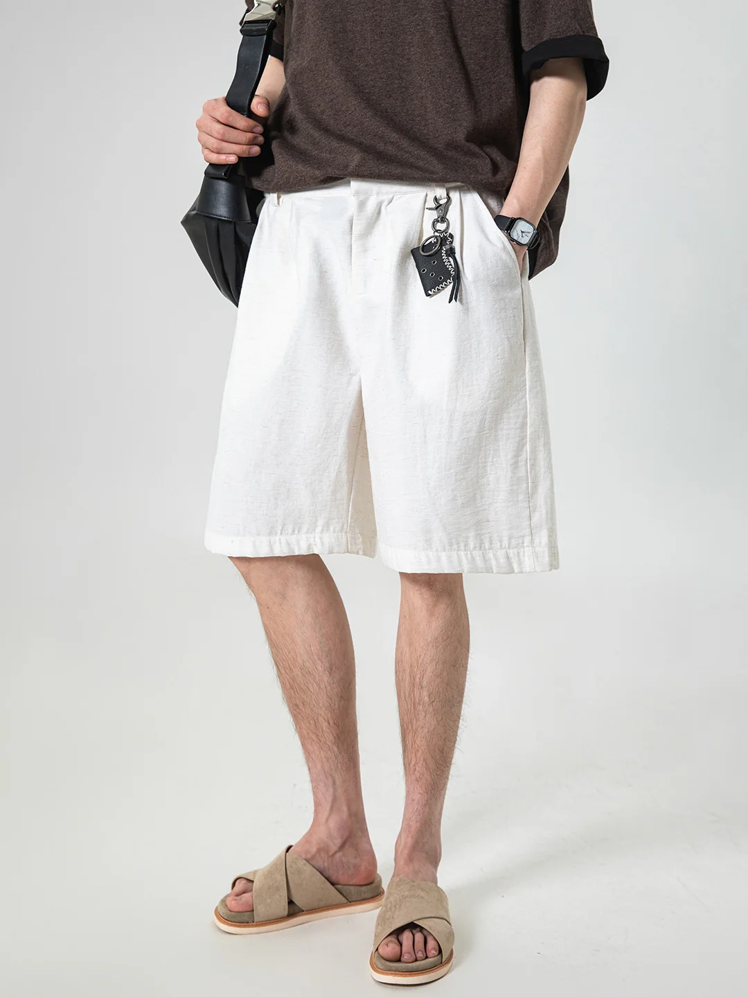 Straight-fit Five Points Lightweight Breathable Flax Shorts