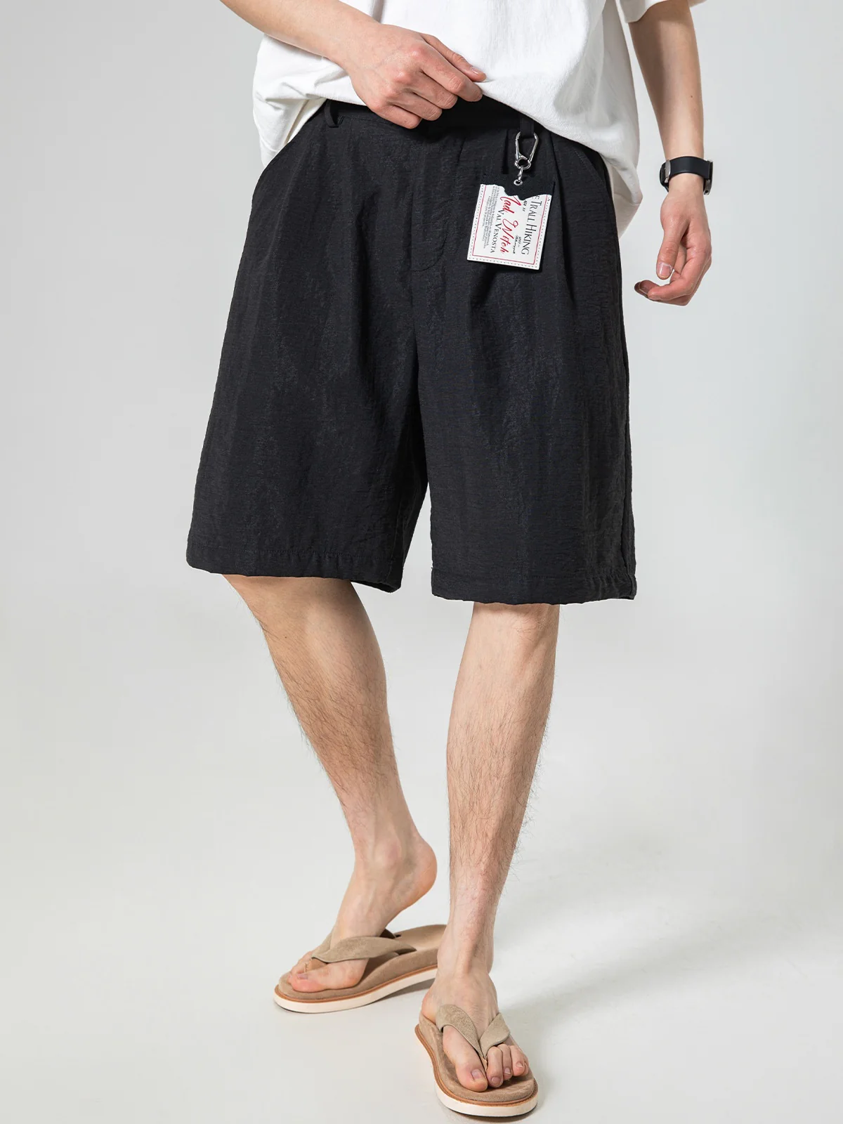 Straight-fit Five Points Lightweight Breathable Flax Shorts - Image 4