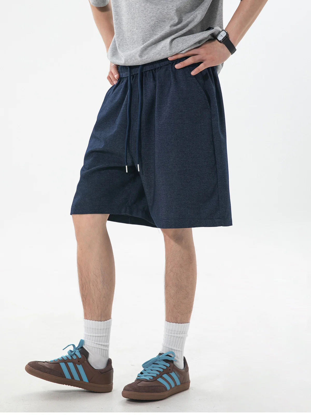 Faux Denim Loose-fit Straight-fit Mid-length Pants Five Points Shorts - Image 2