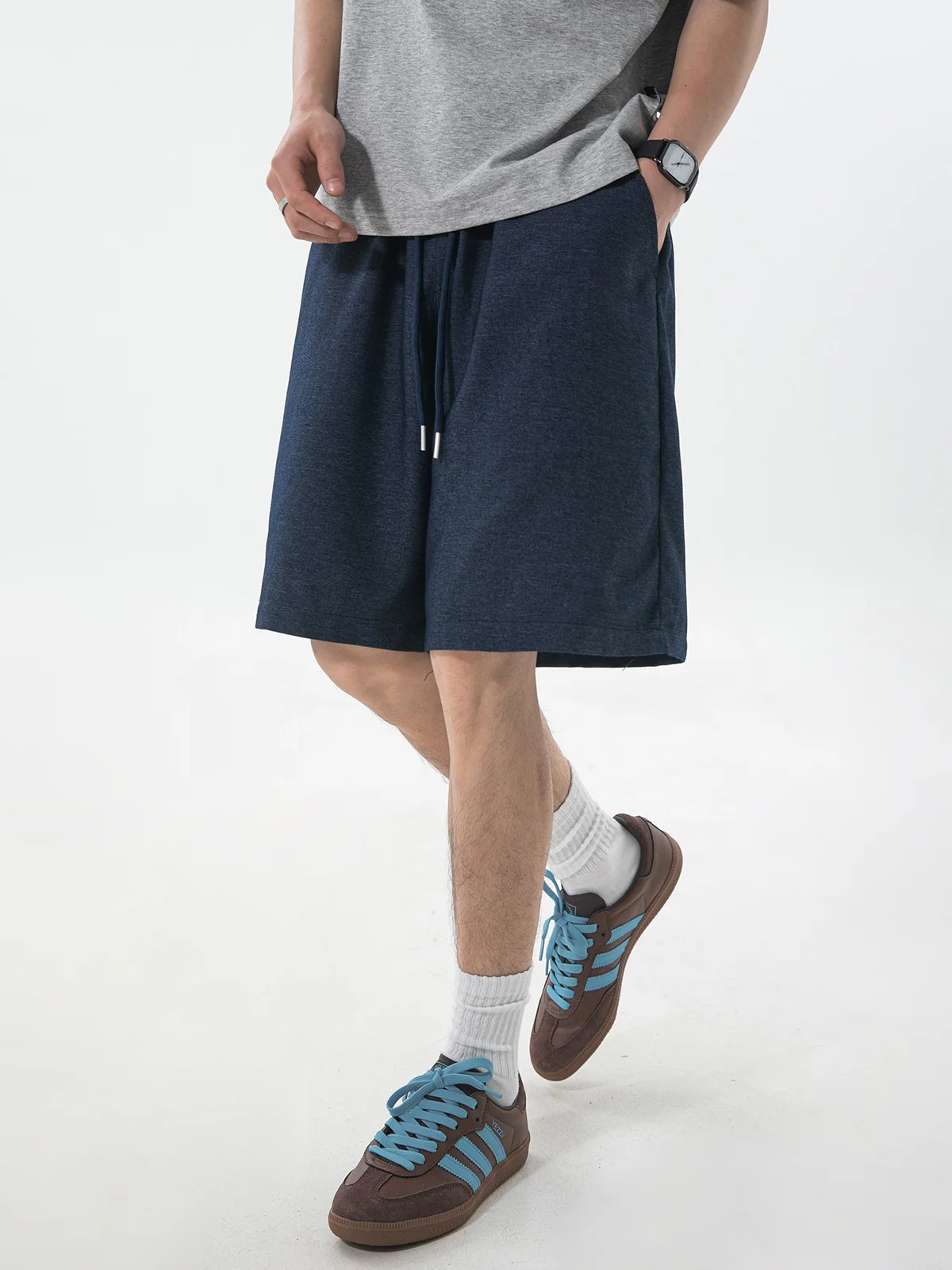 Faux Denim Loose-fit Straight-fit Mid-length Pants Five Points Shorts - Image 3
