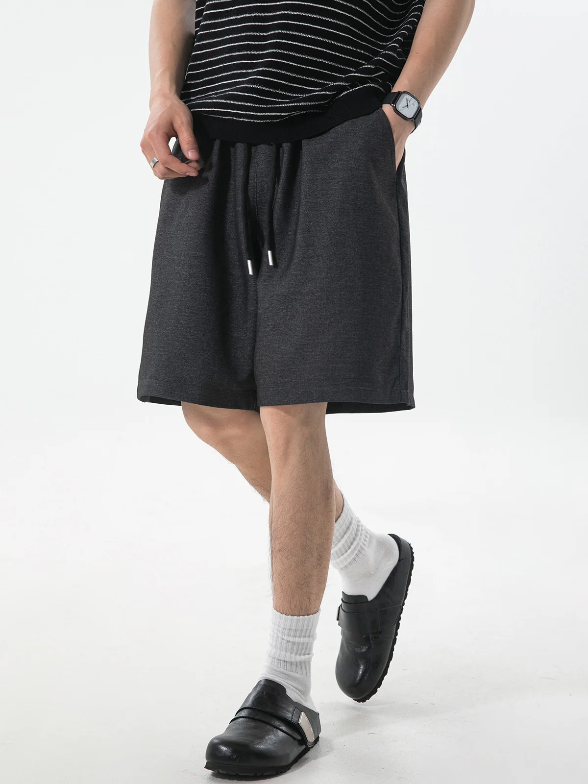 Faux Denim Loose-fit Straight-fit Mid-length Pants Five Points Shorts - Image 7