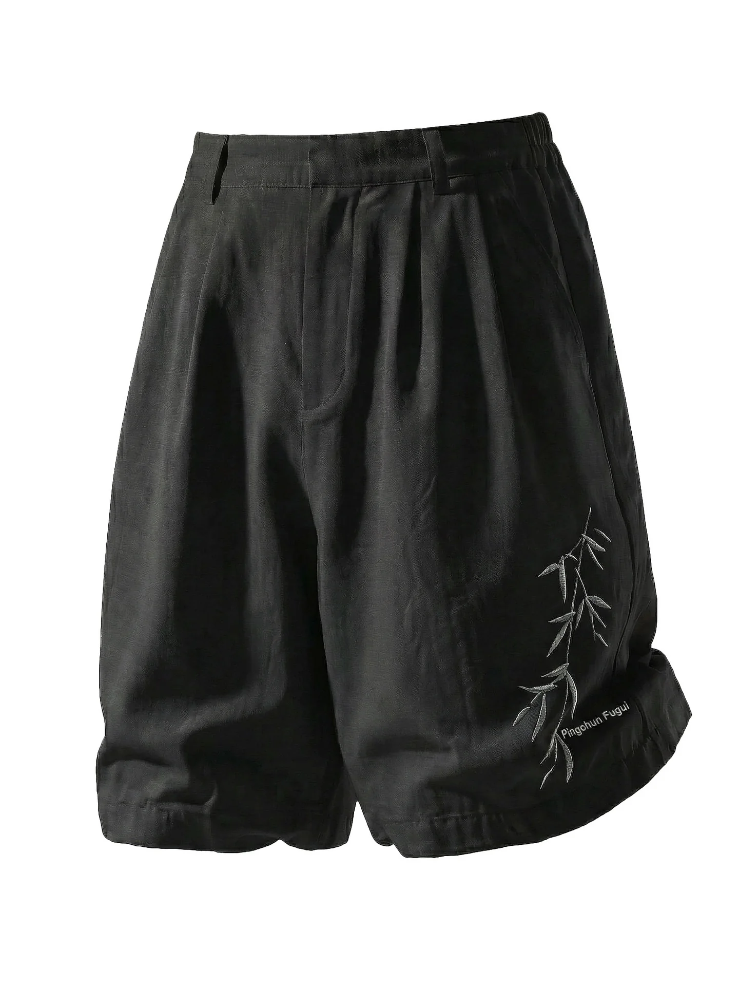 Imitation Linen Texture Printed New Chinese Style Five Points Shorts - Image 8
