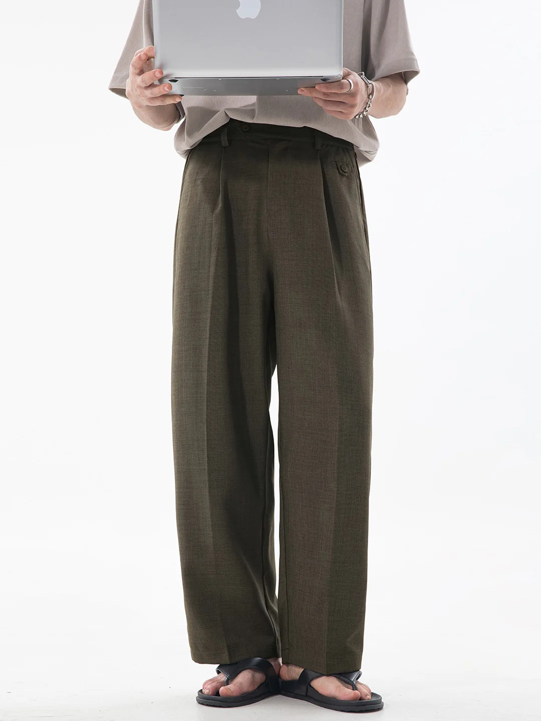 Gathering Old Money Style Nine Points Dress Pants Pants
