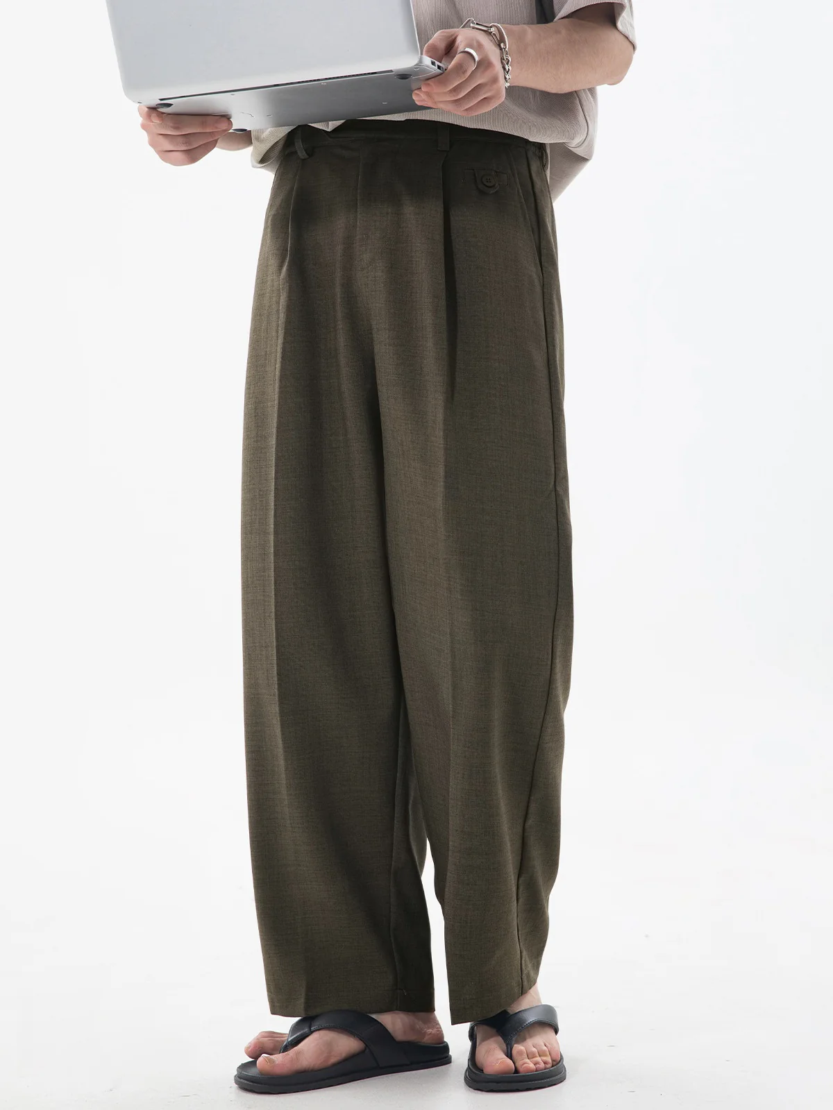 Gathering Old Money Style Nine Points Dress Pants Pants - Image 2