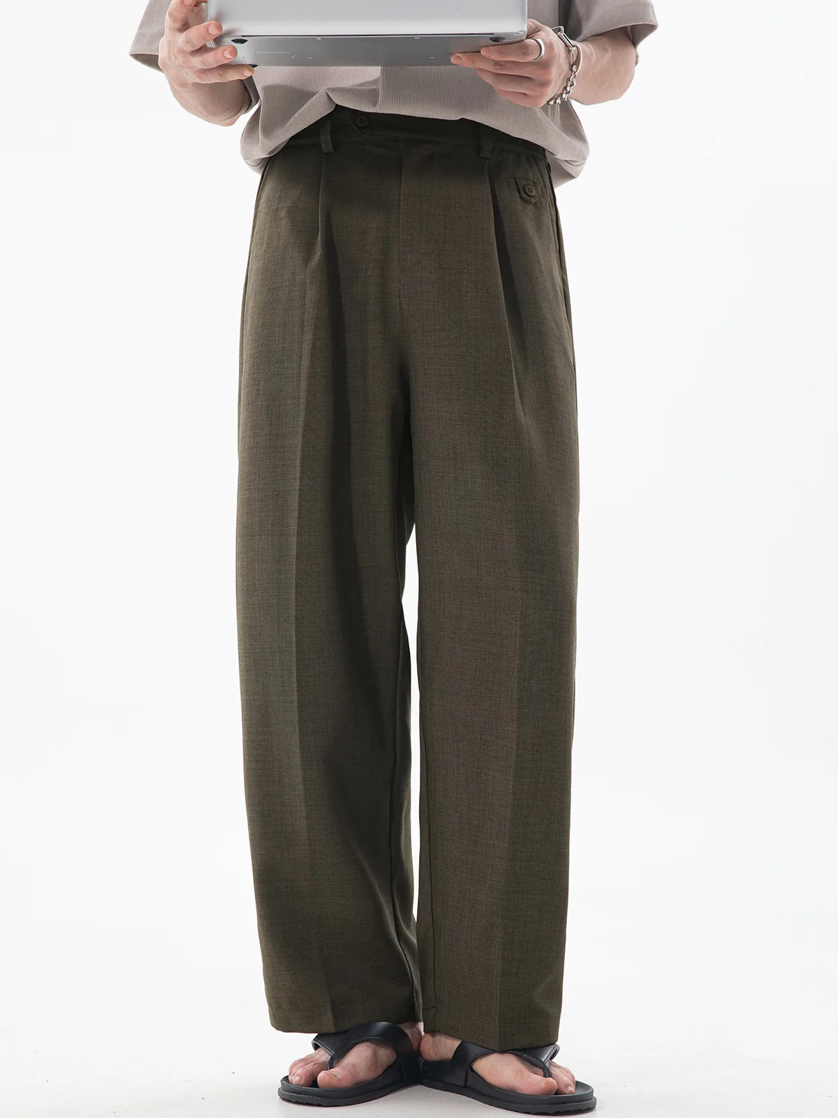 Gathering Old Money Style Nine Points Dress Pants Pants - Image 4