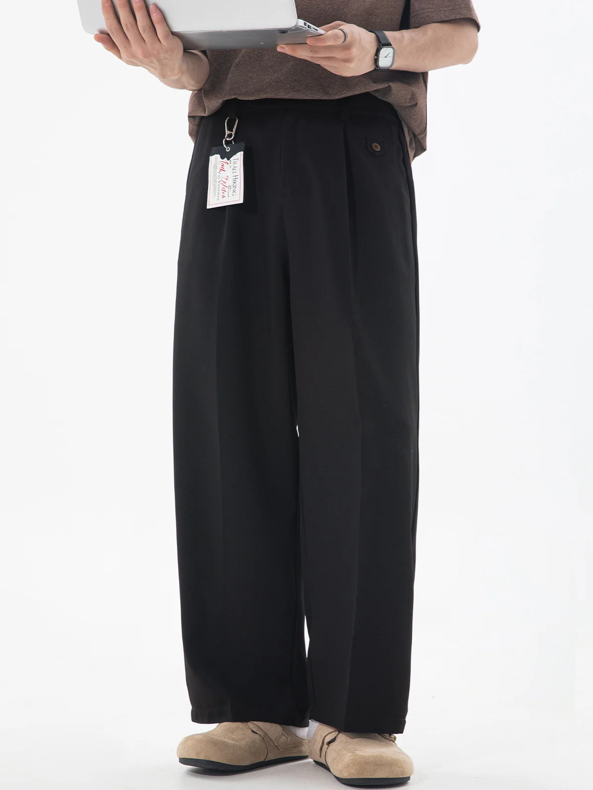 Gathering Old Money Style Nine Points Dress Pants Pants - Image 9