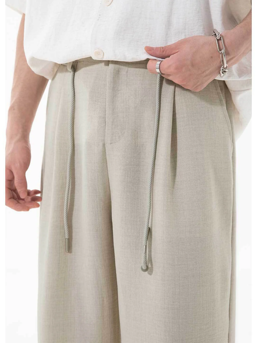 Imitation Linen Nine Points Breathable Pants - Image 3