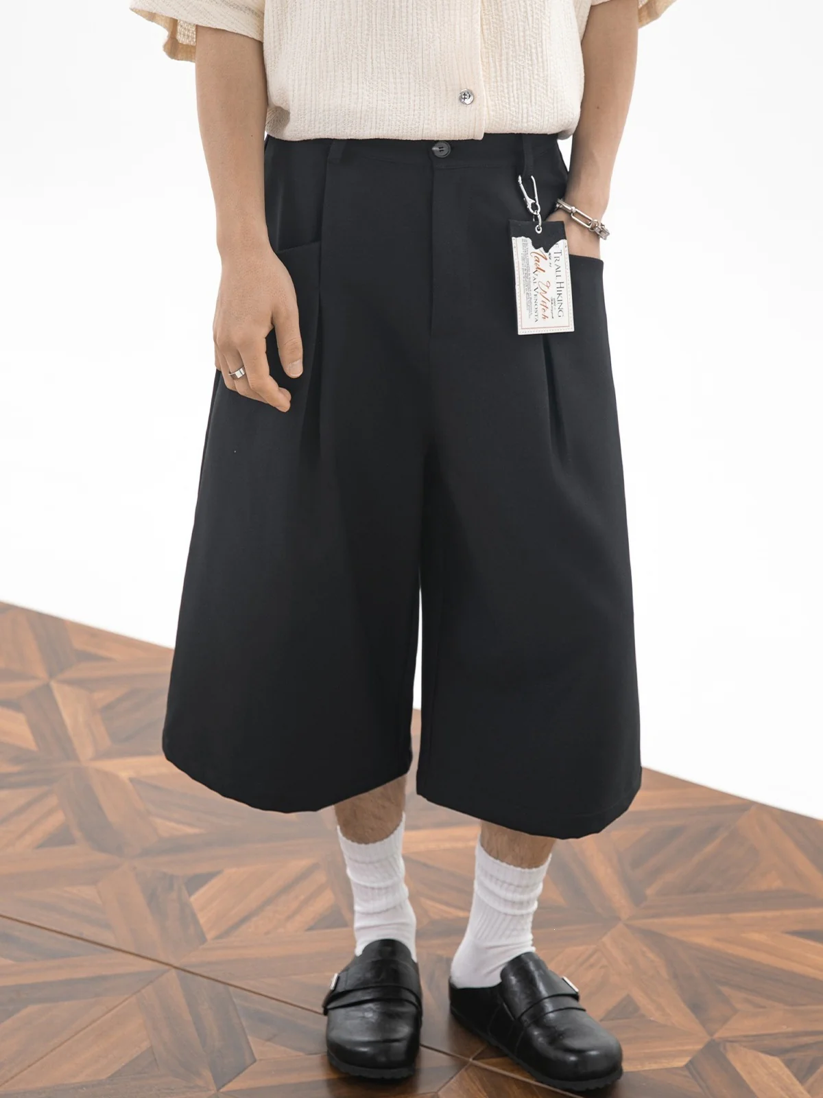 Imitation Linen Loose-fit 7 Points Dress Pants Shorts - Image 10