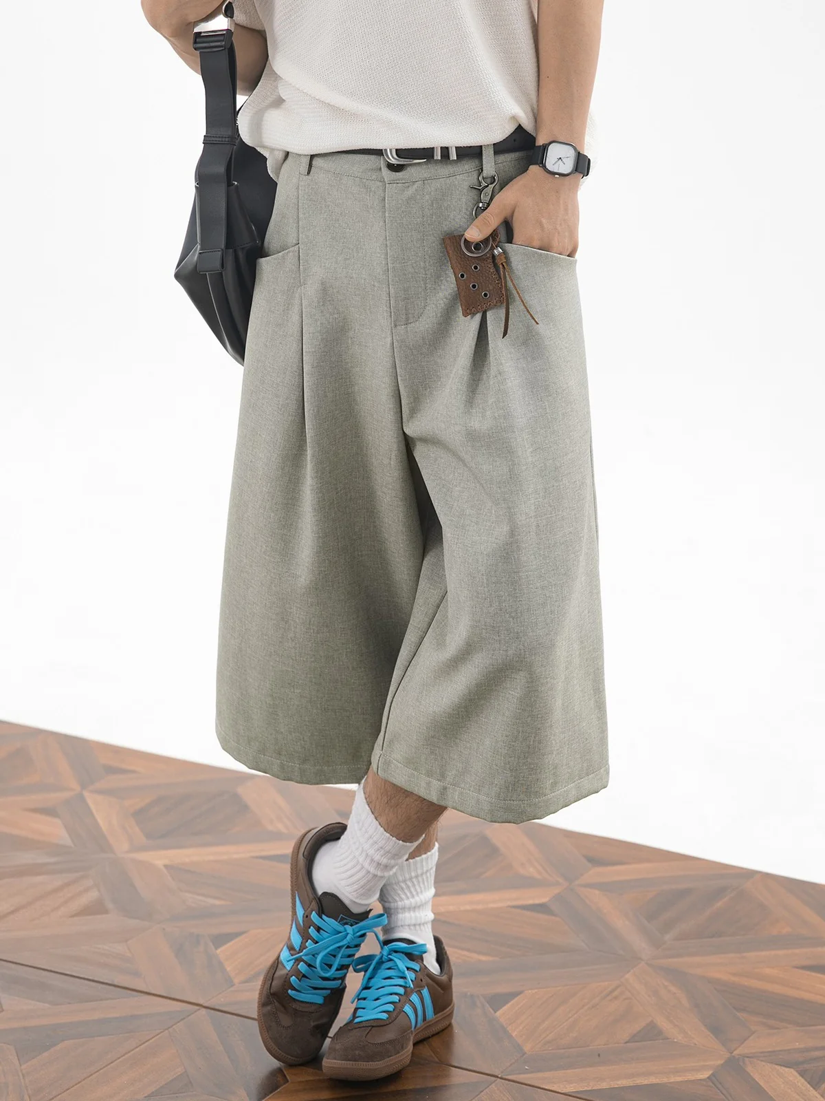Imitation Linen Loose-fit 7 Points Dress Pants Shorts - Image 3