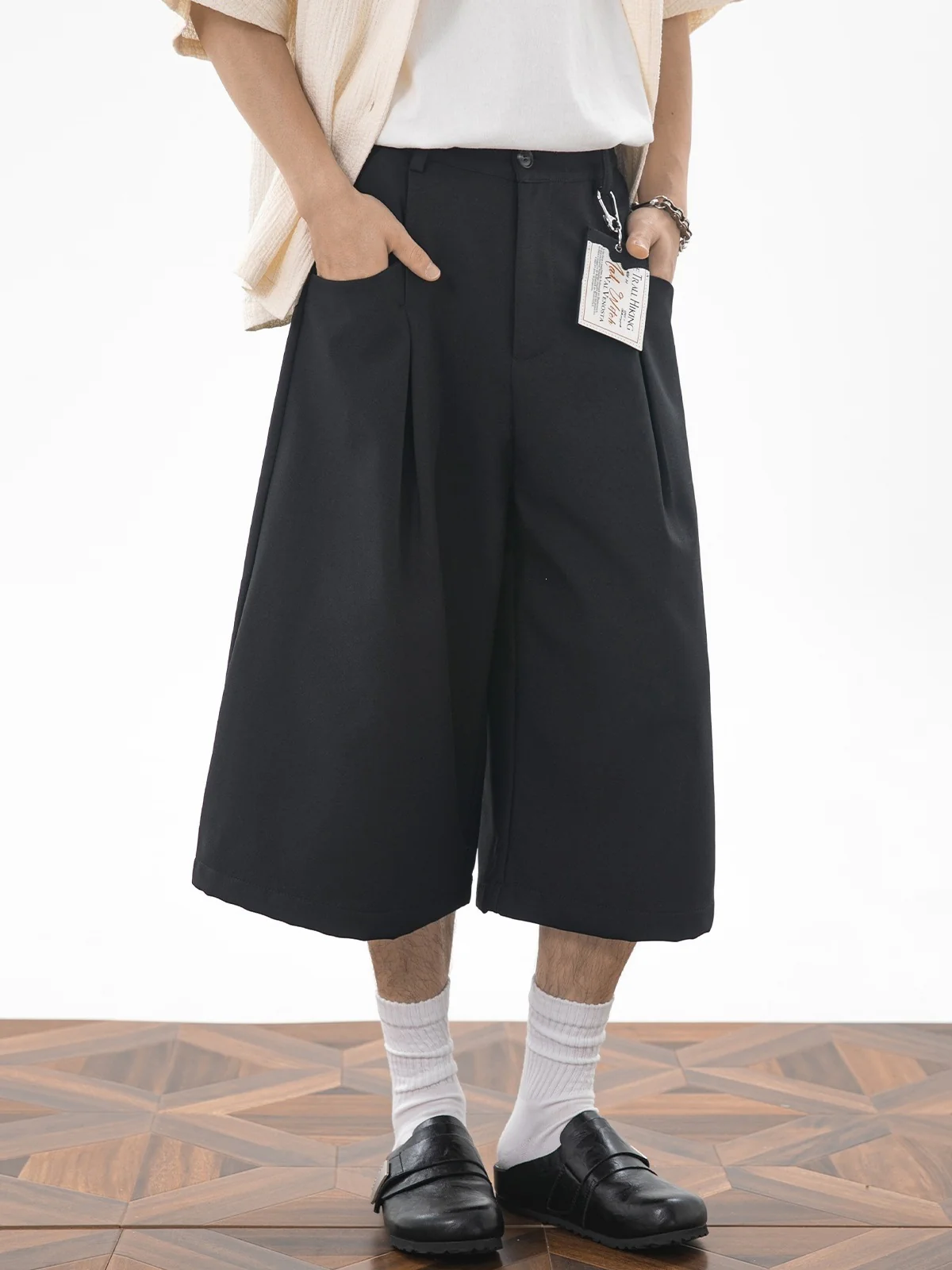 Imitation Linen Loose-fit 7 Points Dress Pants Shorts - Image 7