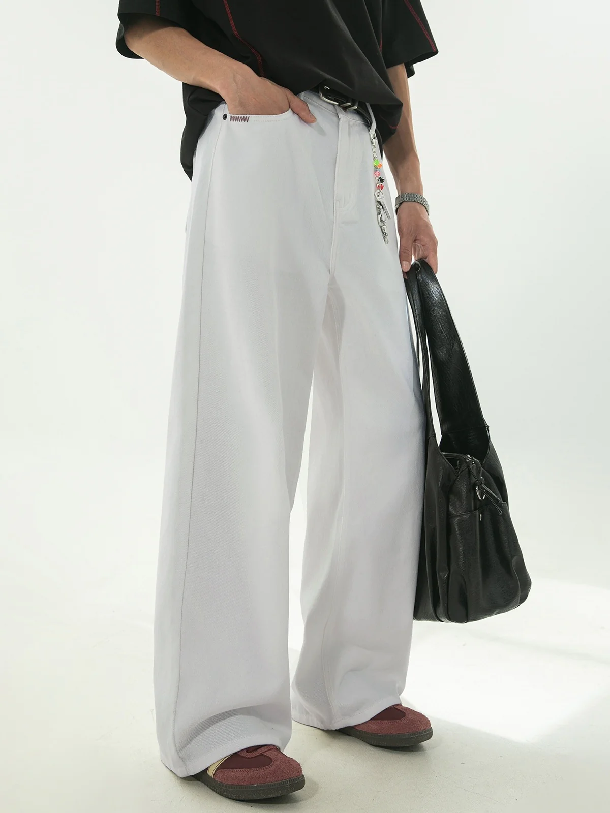 Retro Color-blocked Loose-fit Straight-fit Jeans - Image 6