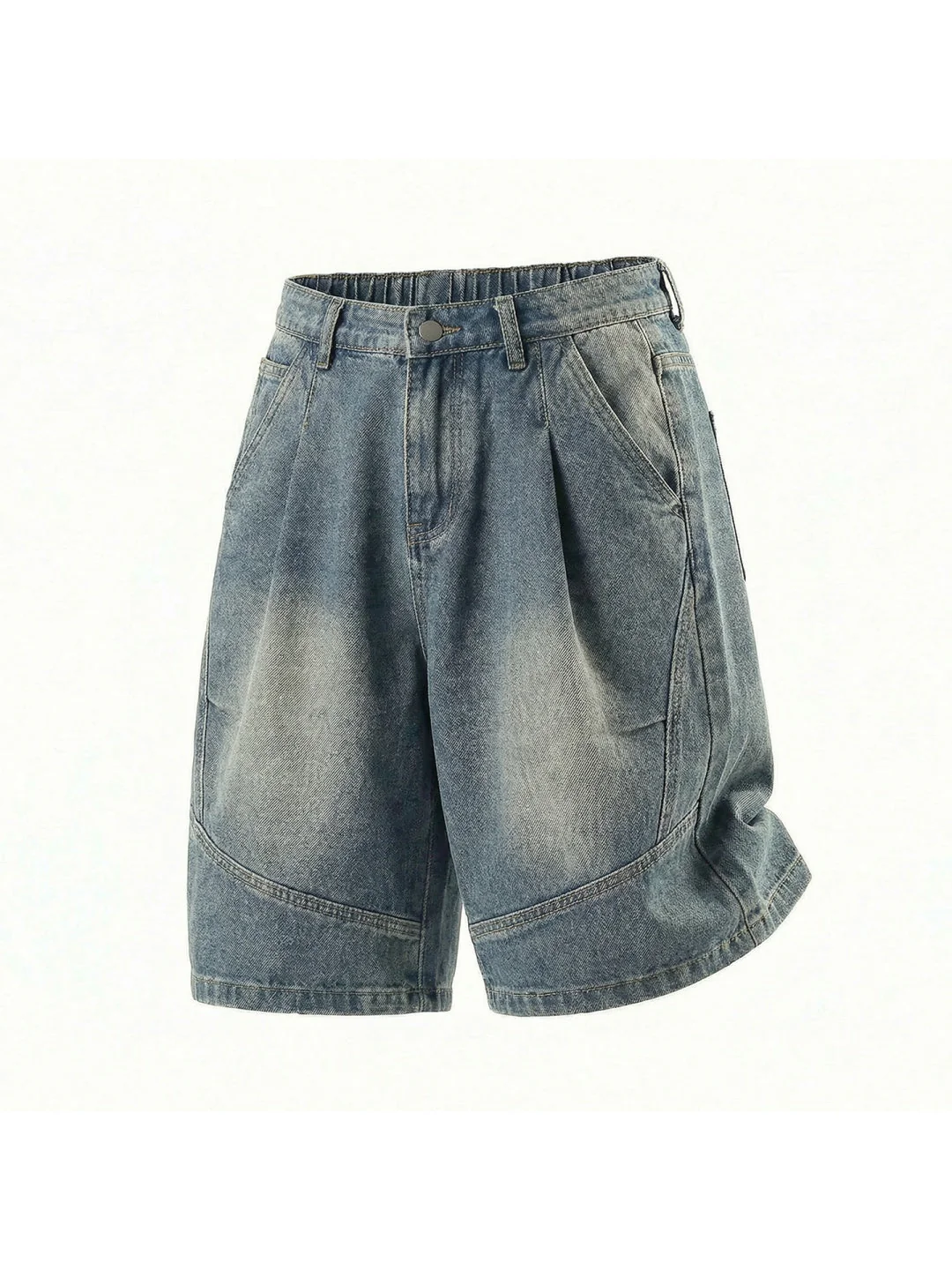 Loose-fit Water-washed Distressed Five Points Denim Shorts - Image 3