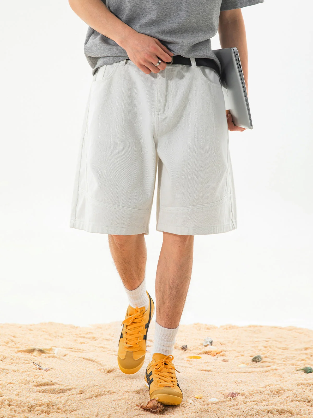 Loose-fit Water-washed Distressed Five Points Denim Shorts - Image 5