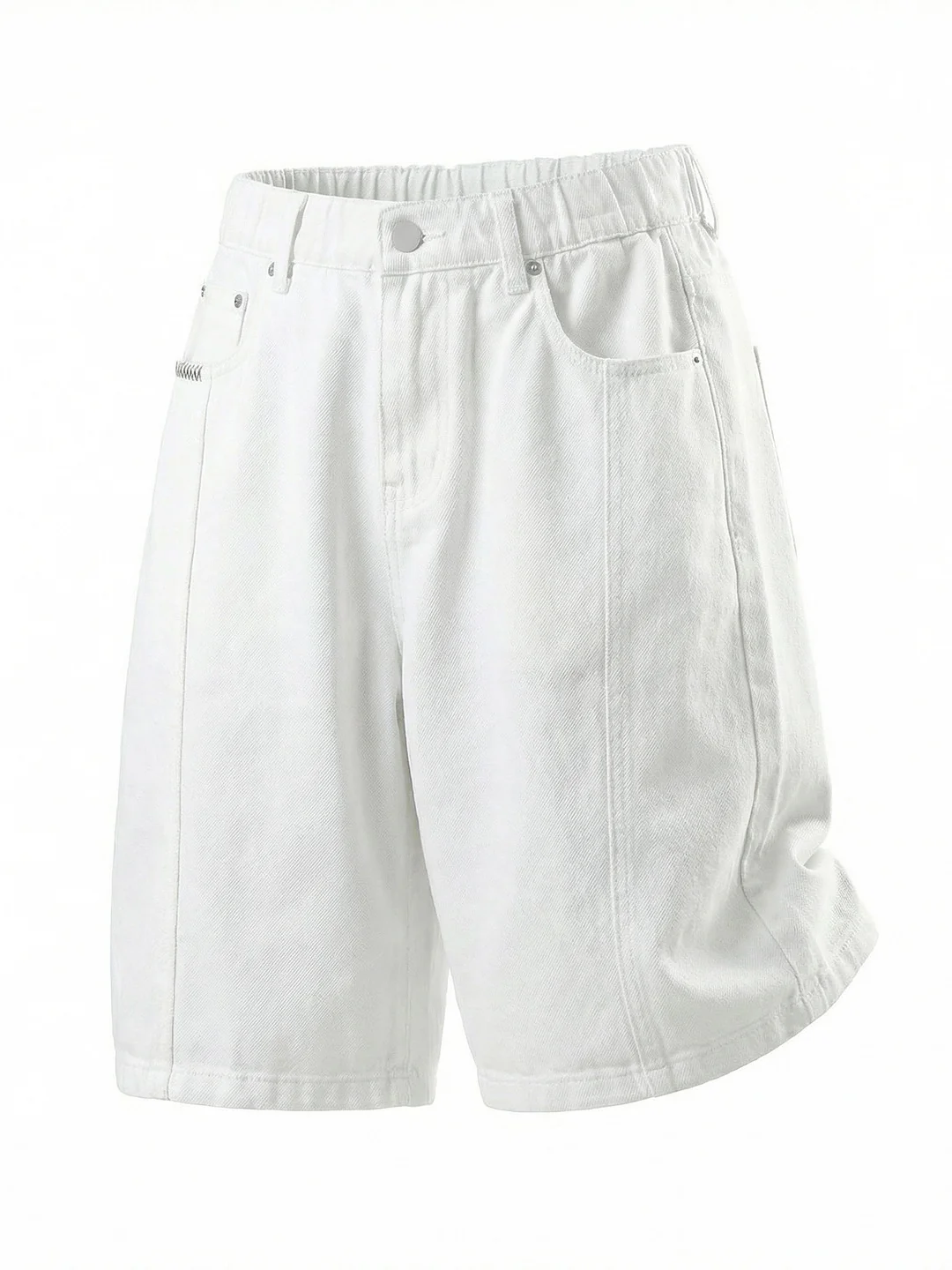 Washed Patchwork Five Points Denim Shorts - Image 4