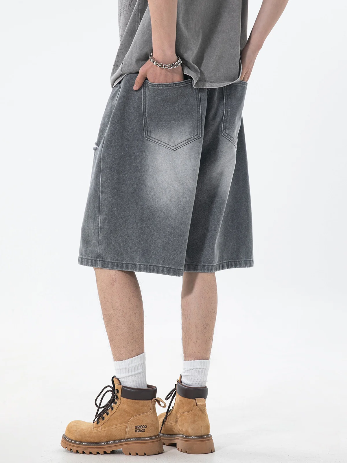 Hole Denim Five Points Shorts - Image 4