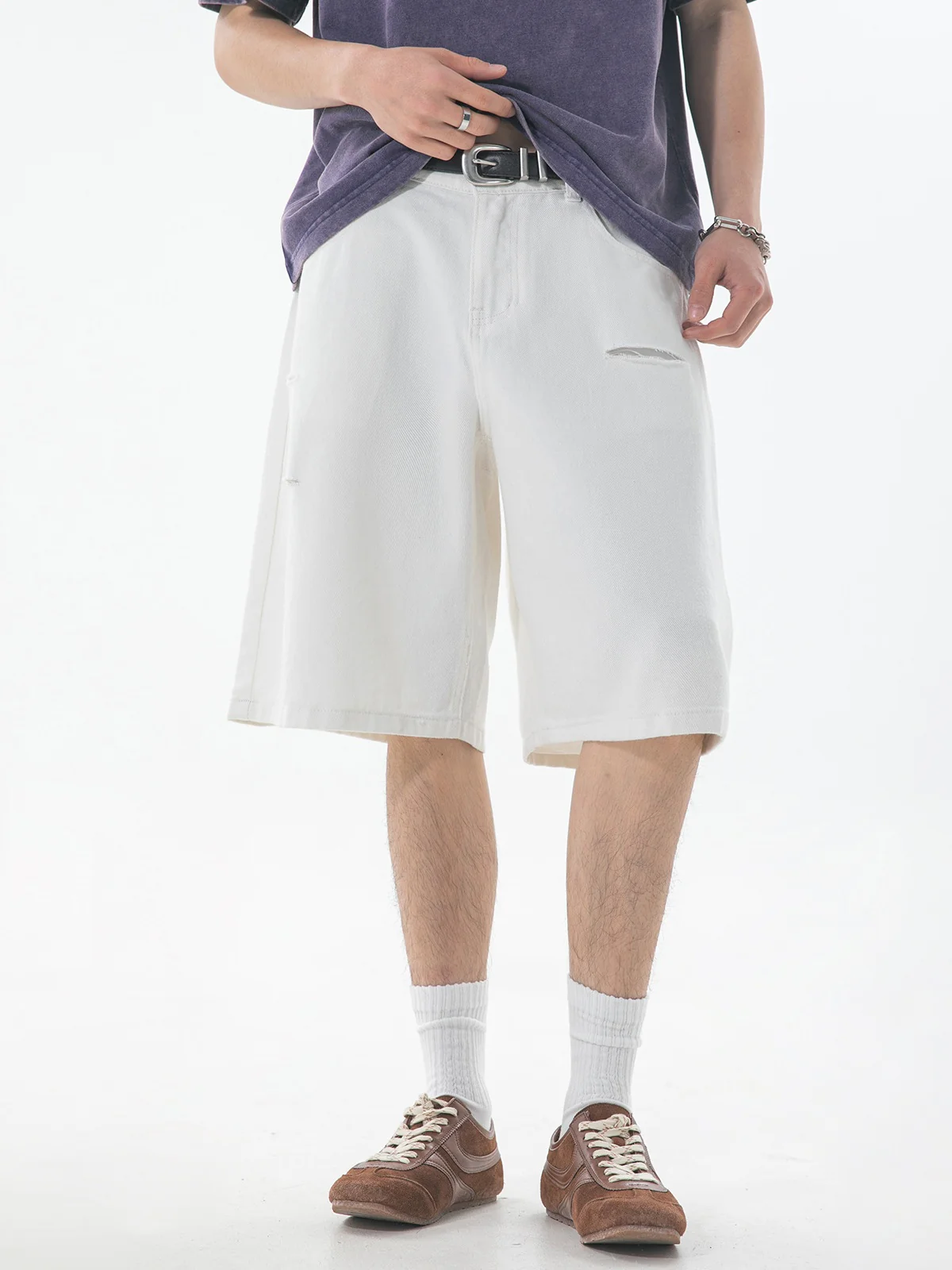 Hole Denim Five Points Shorts - Image 6