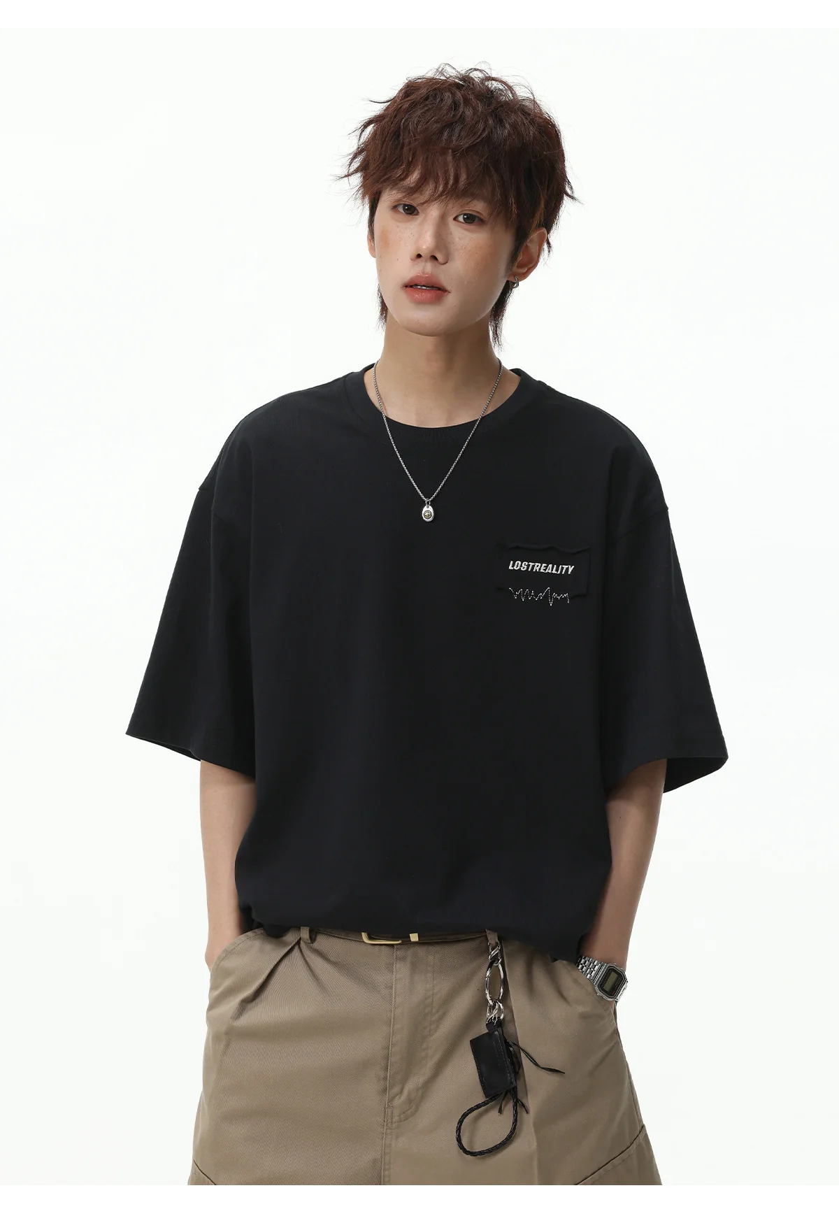 Color-blocked Letter Applique Loose-fit T-shirts - Image 7