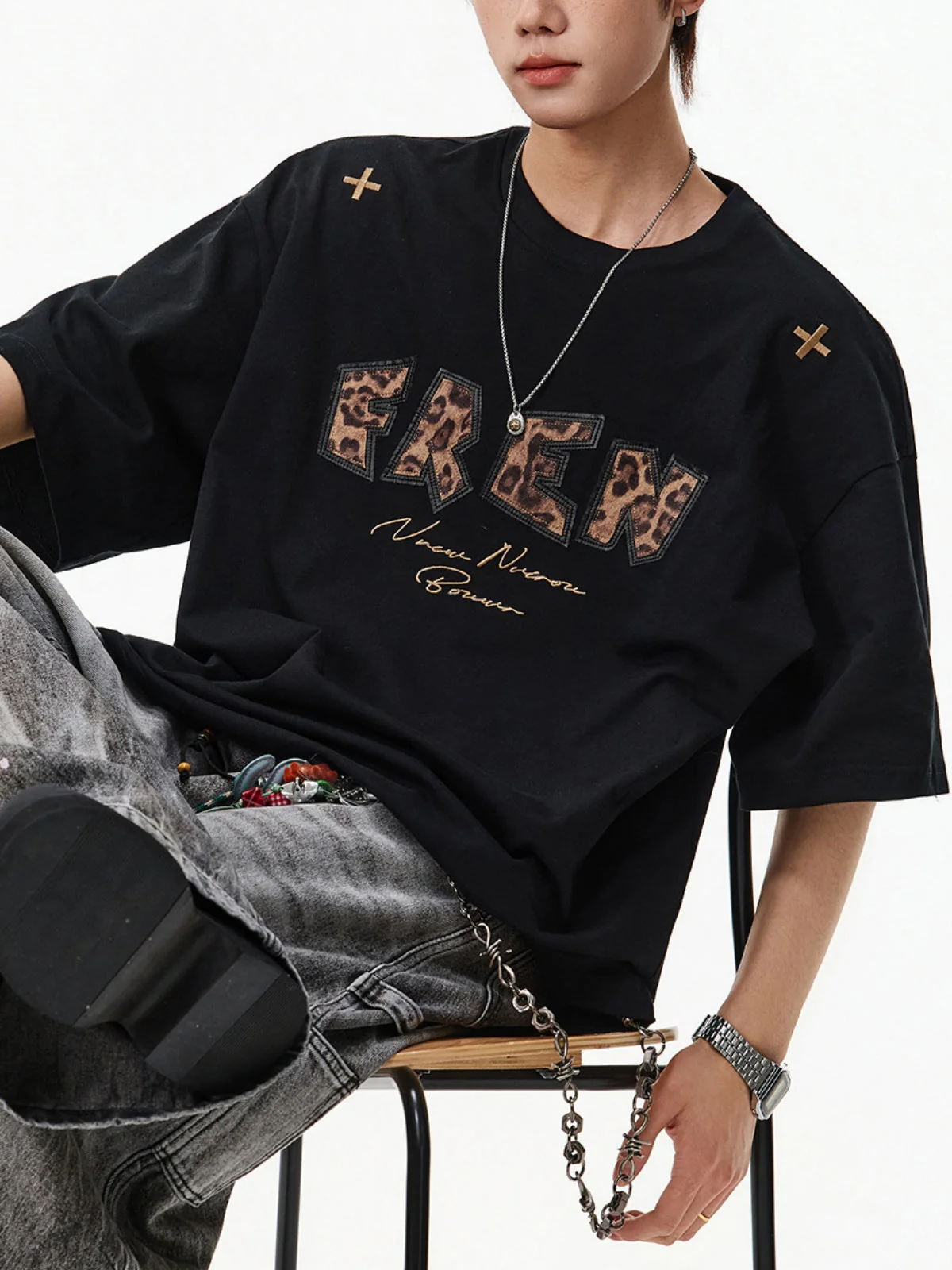 Leopard Print Printed Loose-fit T-shirts - Image 3