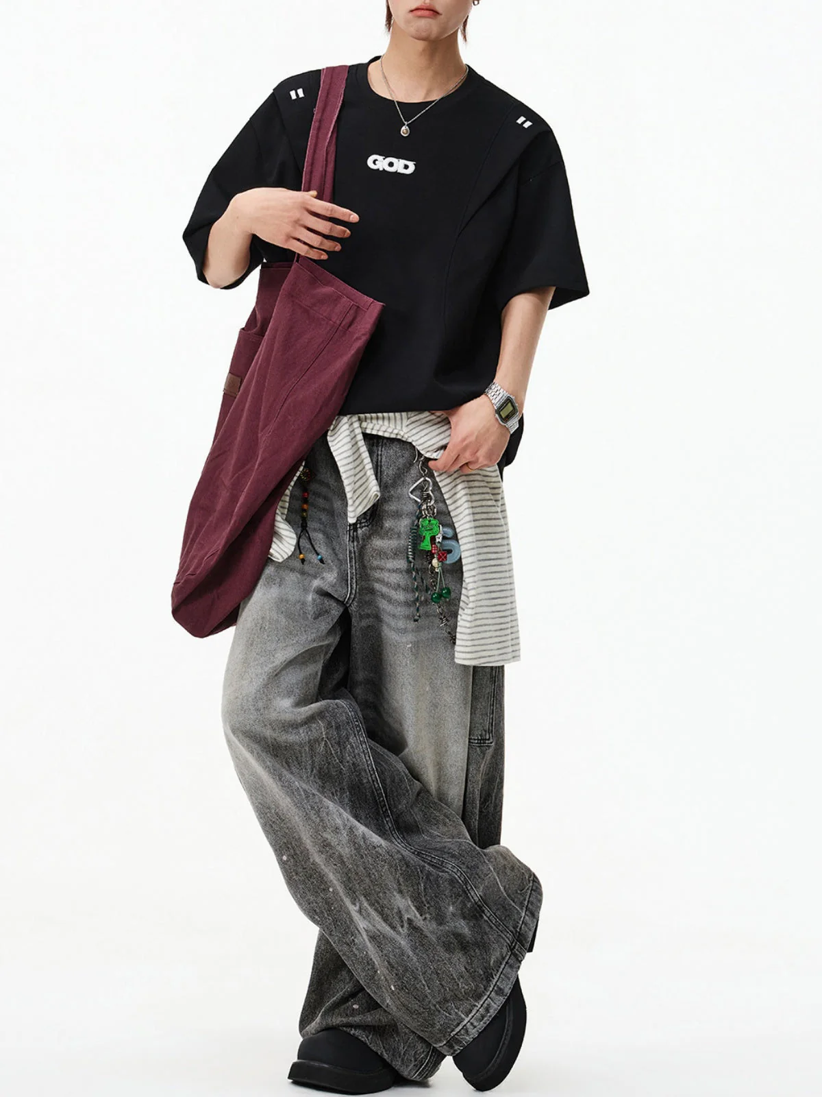 Color-blocked Stereo Embroidery Loose-fit T-shirts - Image 7