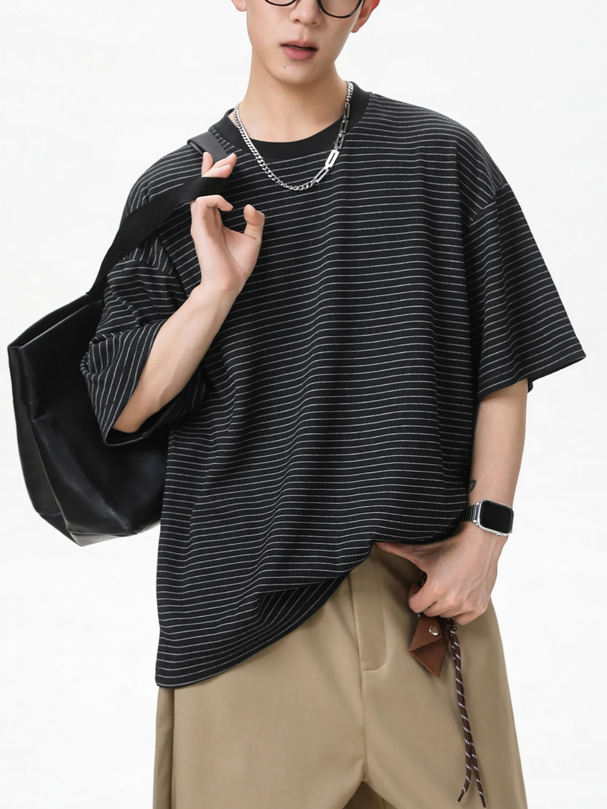 Simplicity Black And White Stripes T-shirts - Image 6