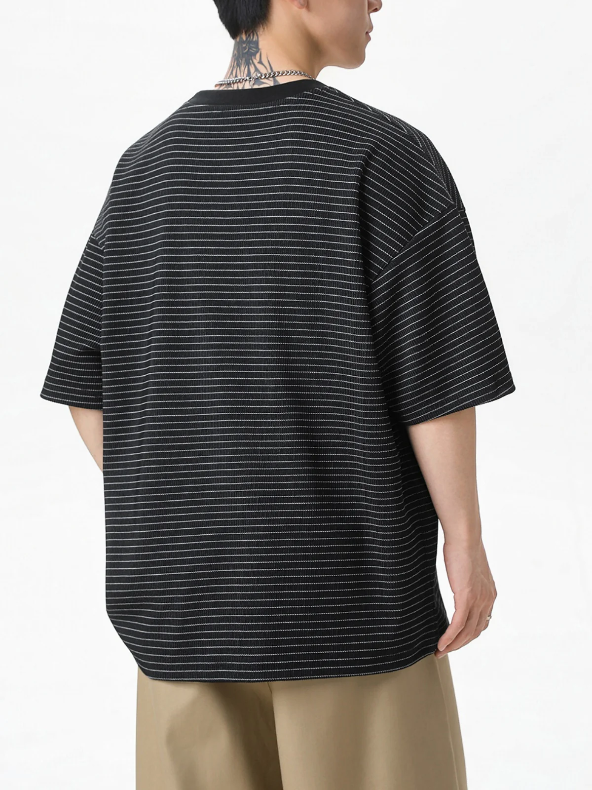 Simplicity Black And White Stripes T-shirts - Image 7