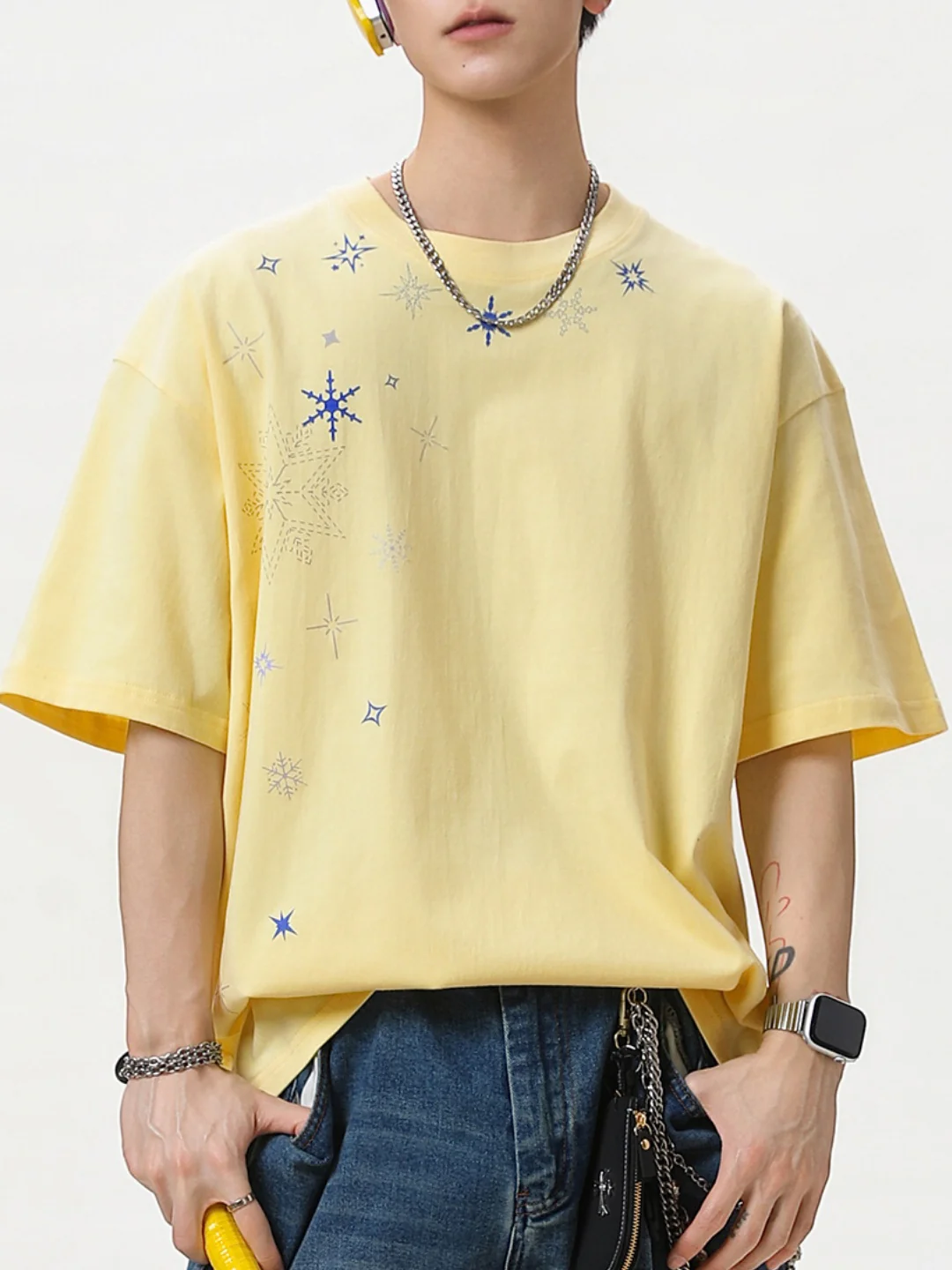 Snowflake Printed Breathable Loose-fit T-shirts - Image 3