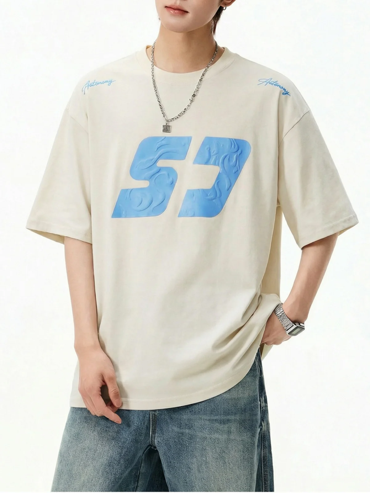 Color-blocked Printed Loose-fit T-shirts - Image 11