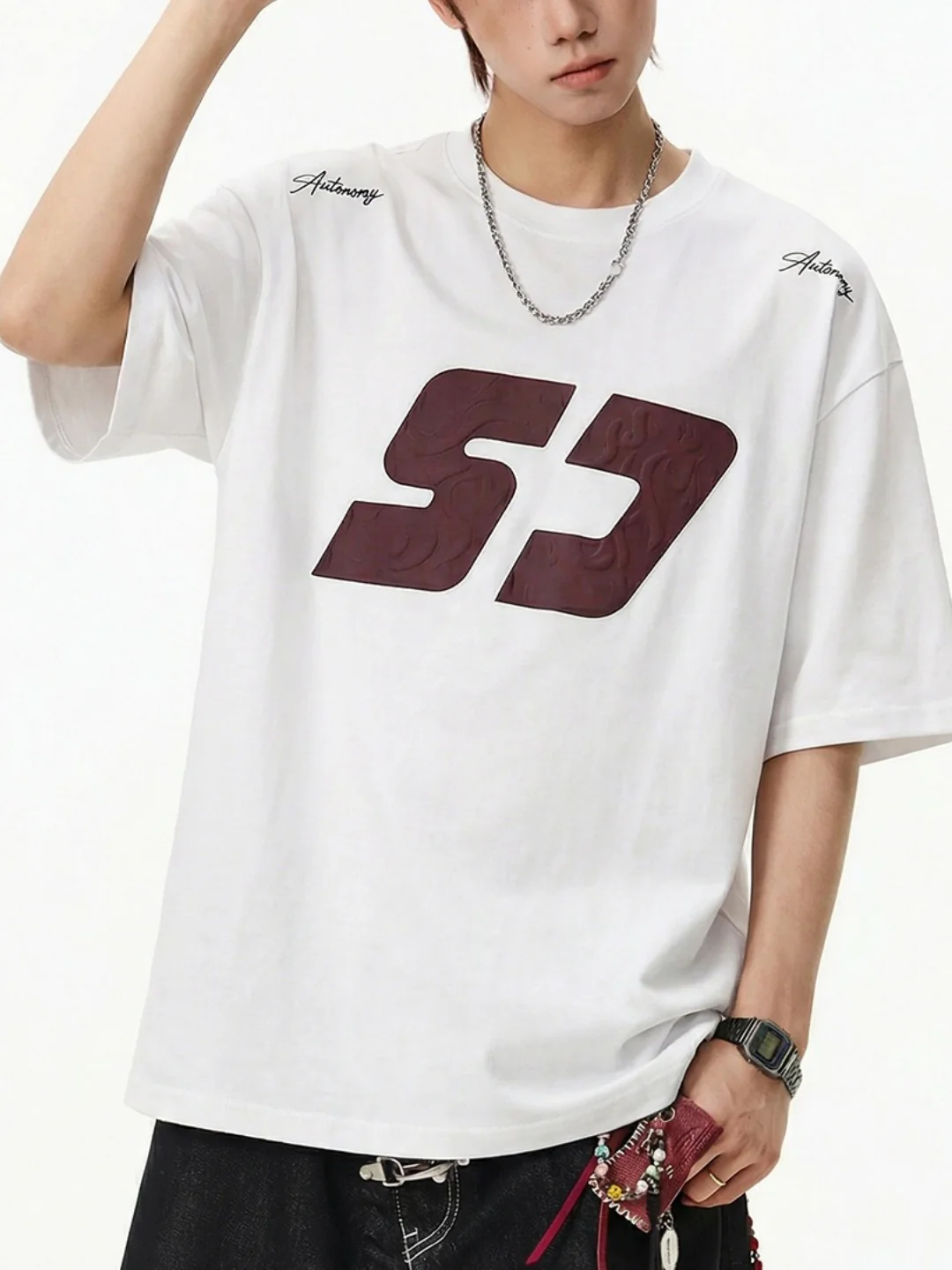 Color-blocked Printed Loose-fit T-shirts - Image 5