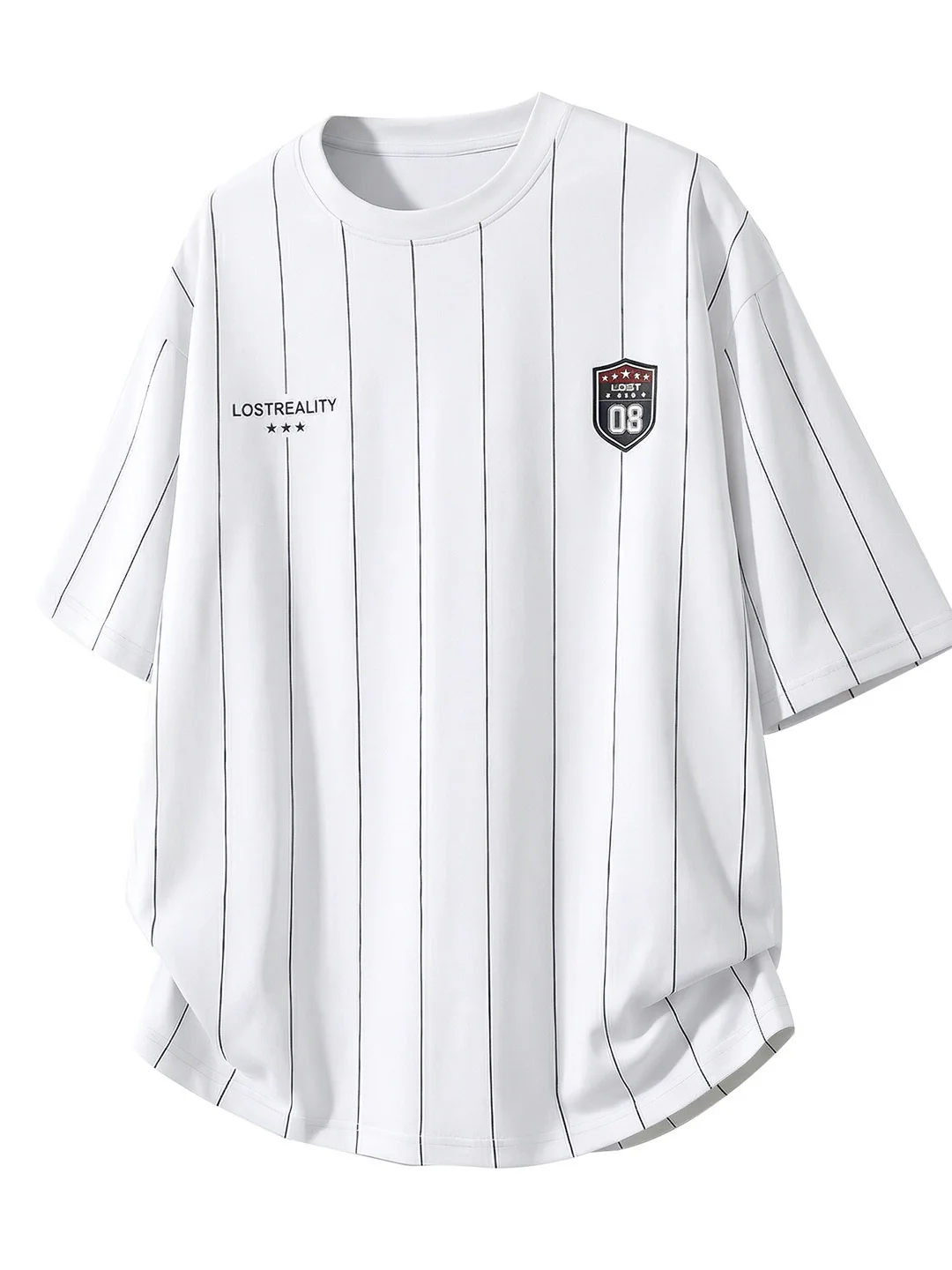 Printed Color-blocked Stripes Sports Loose-fit T-shirts - Image 7