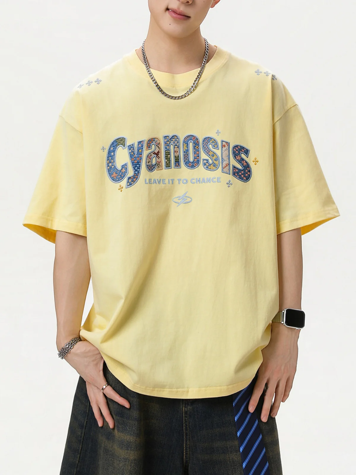 Embroidery Letter Loose-fit T-shirts - Image 2