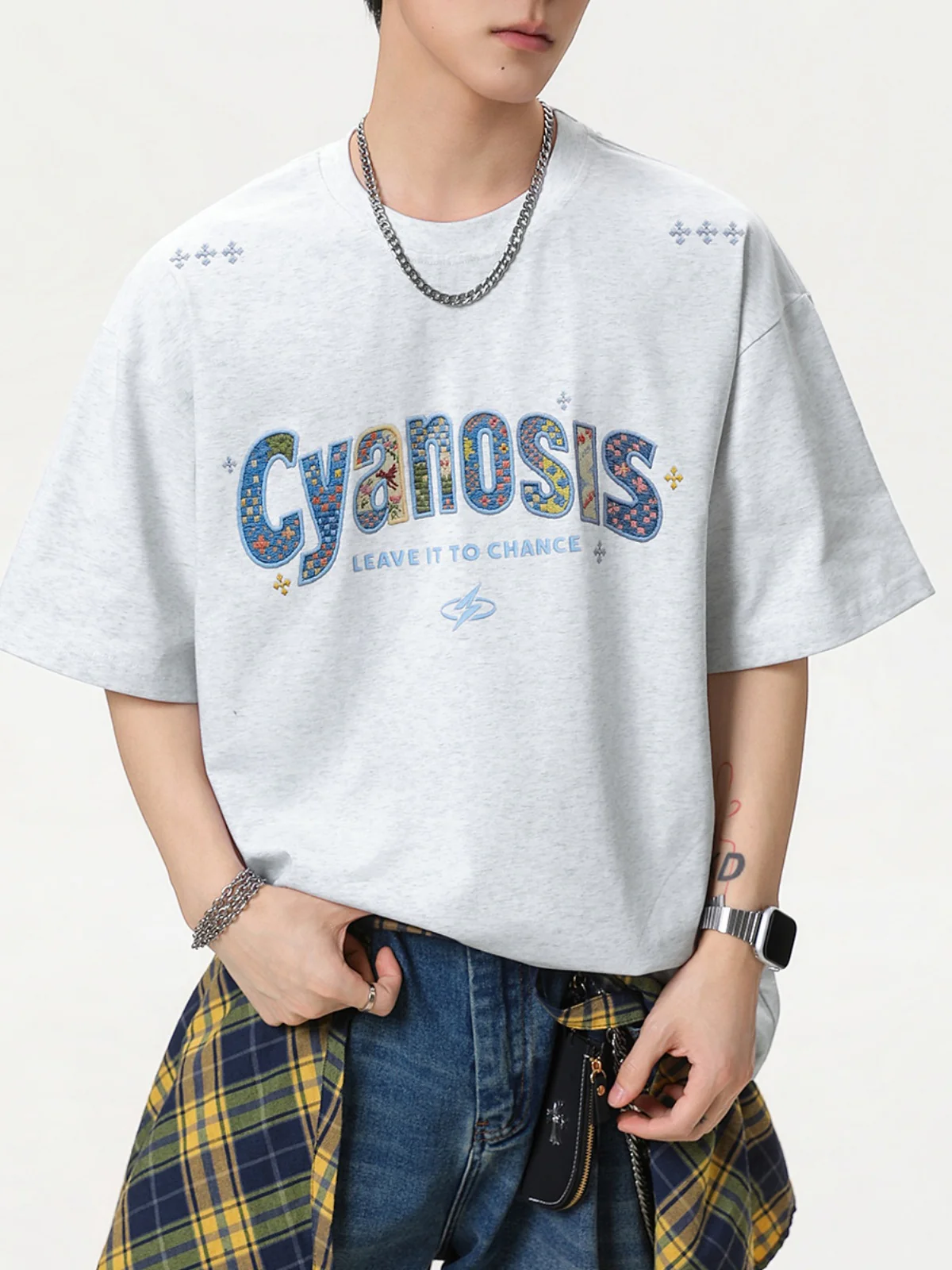 Embroidery Letter Loose-fit T-shirts - Image 3