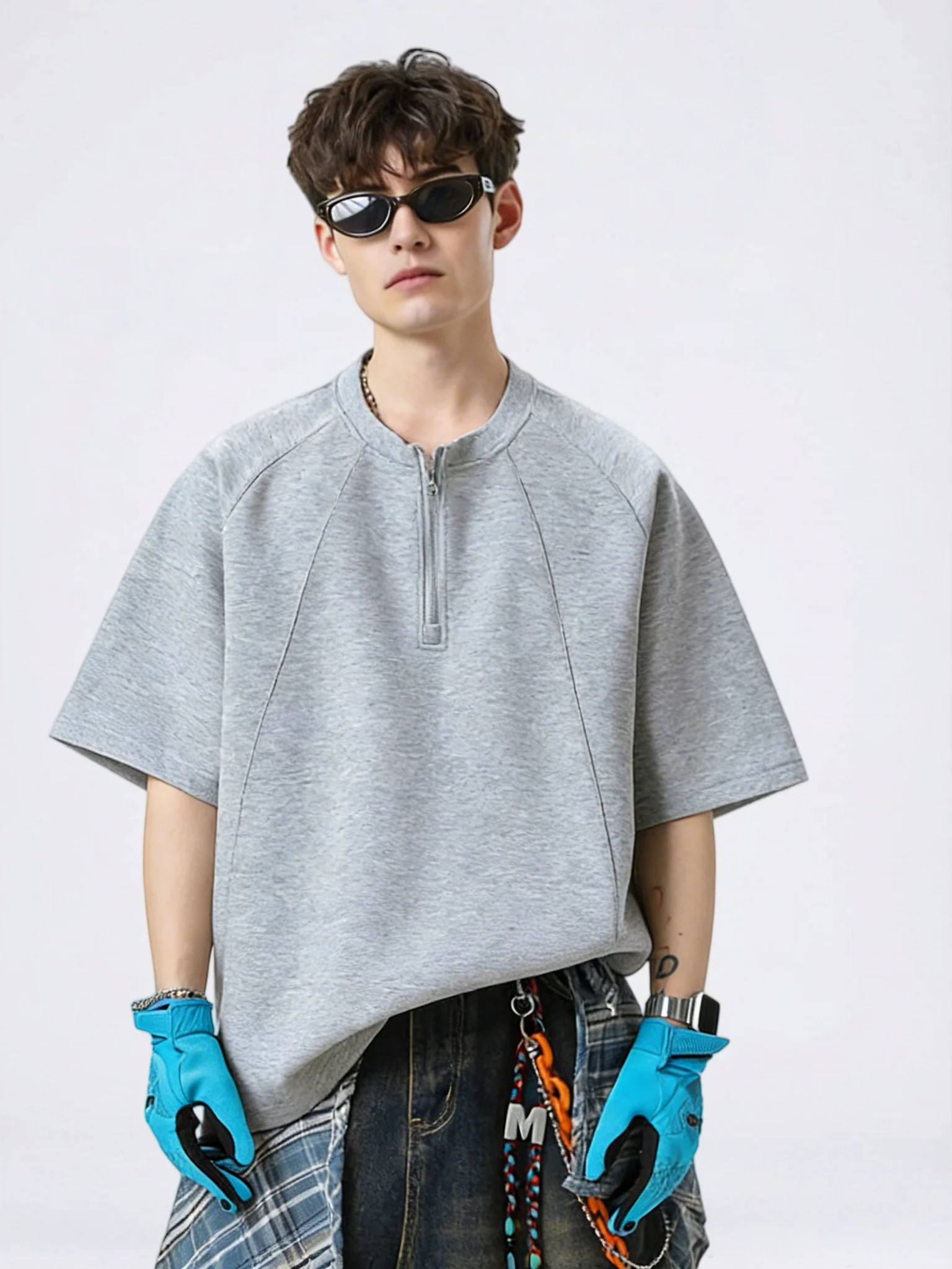 Half Zipper Stereo T-shirts