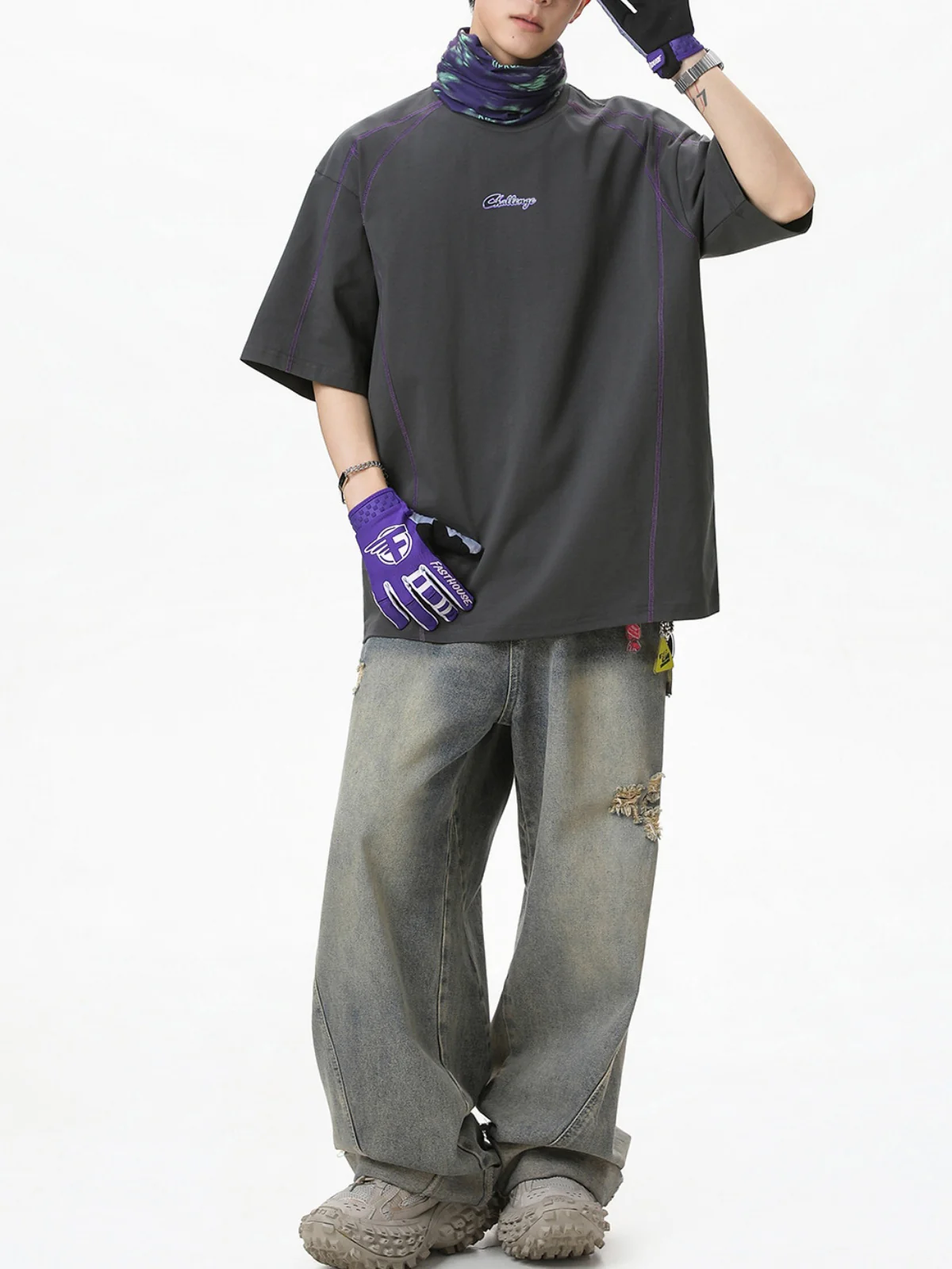 Color-blocked Letter Printed T-shirts - Image 3