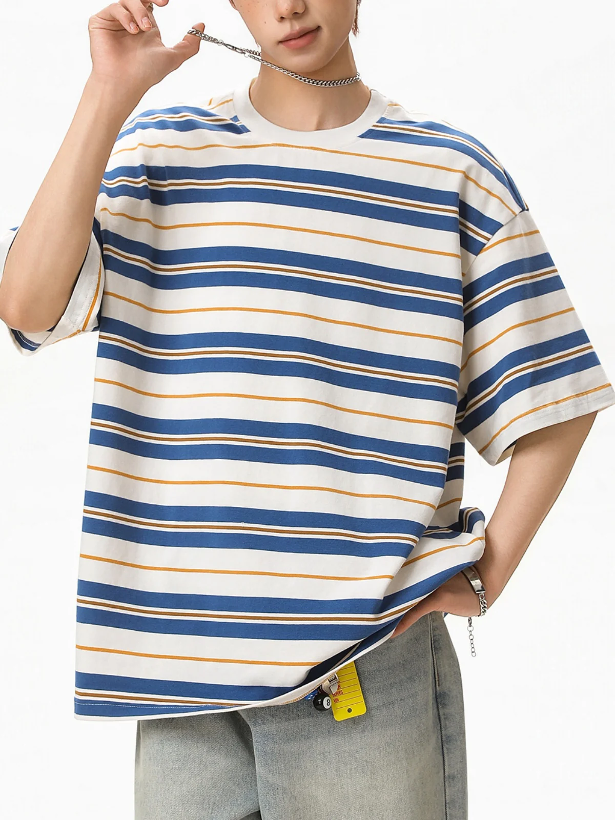 Color-blocked Stripes Loose-fit T-shirts - Image 5