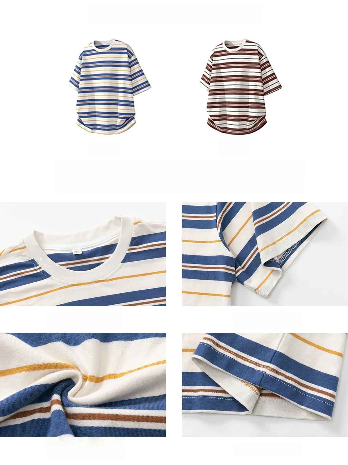 Color-blocked Stripes Loose-fit T-shirts - Image 7