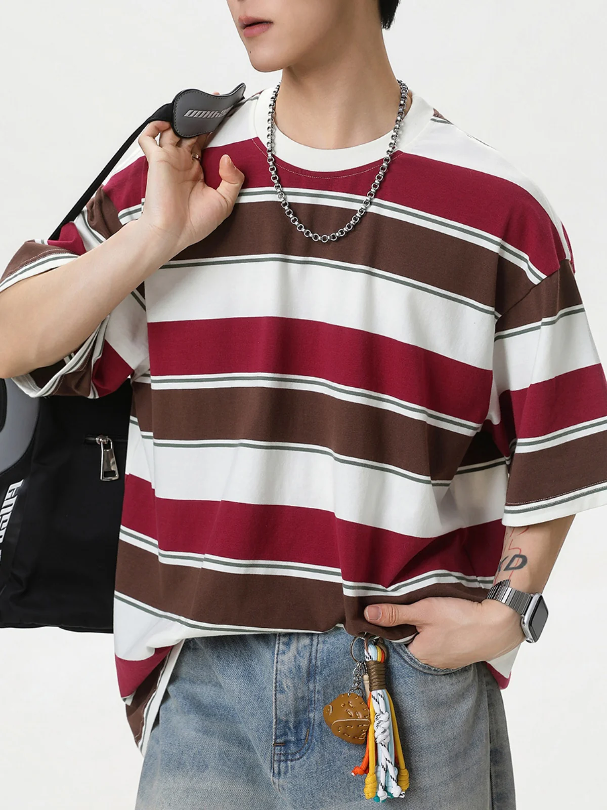 Color-blocked Stripes Loose-fit T-shirts - Image 4
