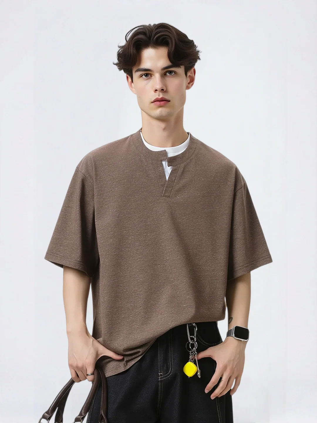 Simplicity Layered-look Loose-fit Asymmetrical T-shirts