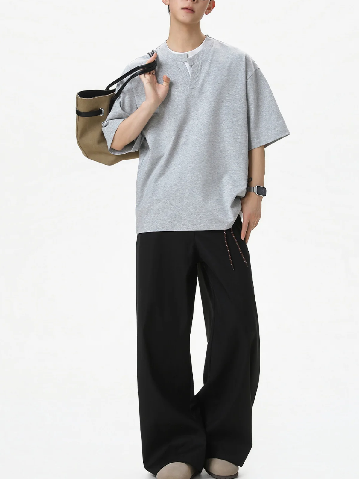 Simplicity Layered-look Loose-fit Asymmetrical T-shirts - Image 5