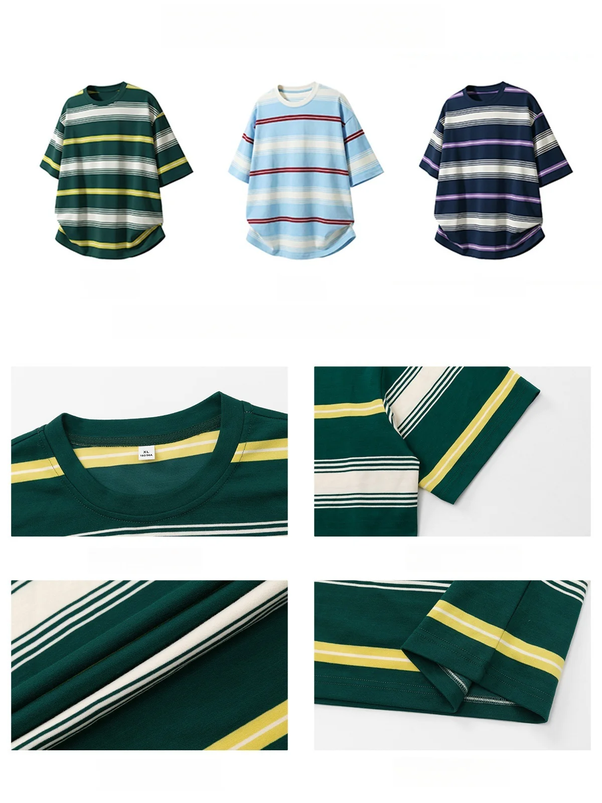 Color-blocked Stripes Loose-fit T-shirts - Image 9