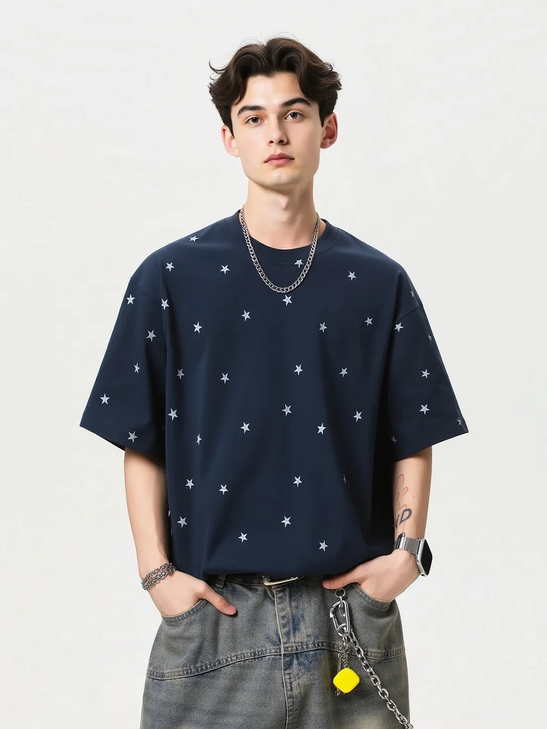 Star Printed Loose-fit T-shirts