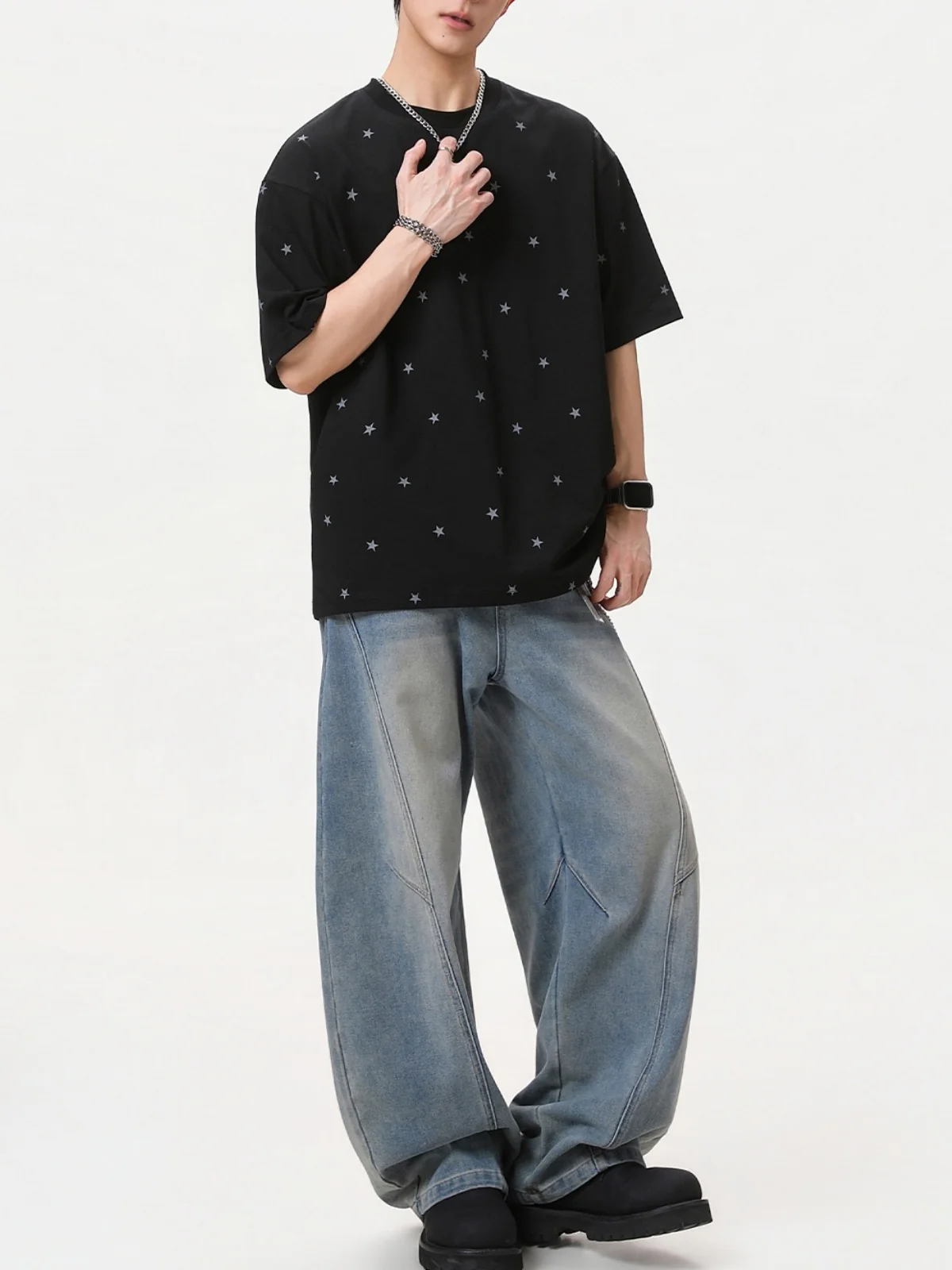 Star Printed Loose-fit T-shirts - Image 3