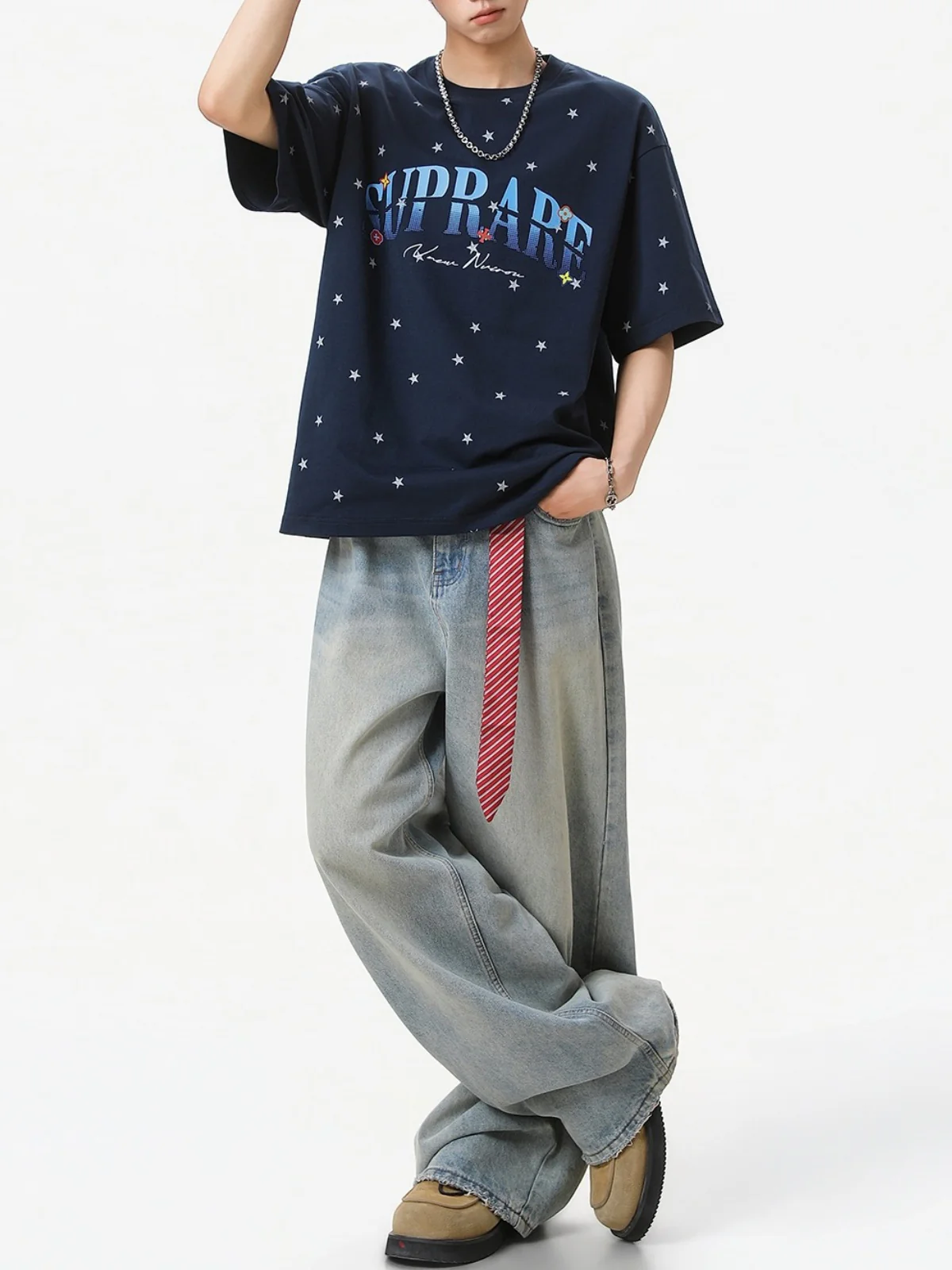 Full Stars Color-blocked Letter Printed T-shirts - Image 9
