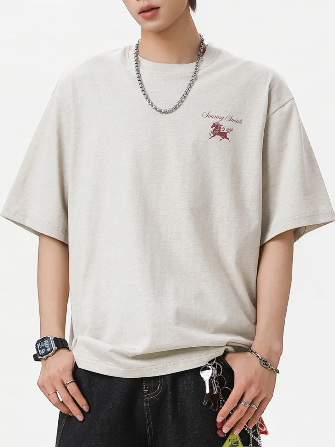 Retro Color-blocked Printed T-shirts - Image 7
