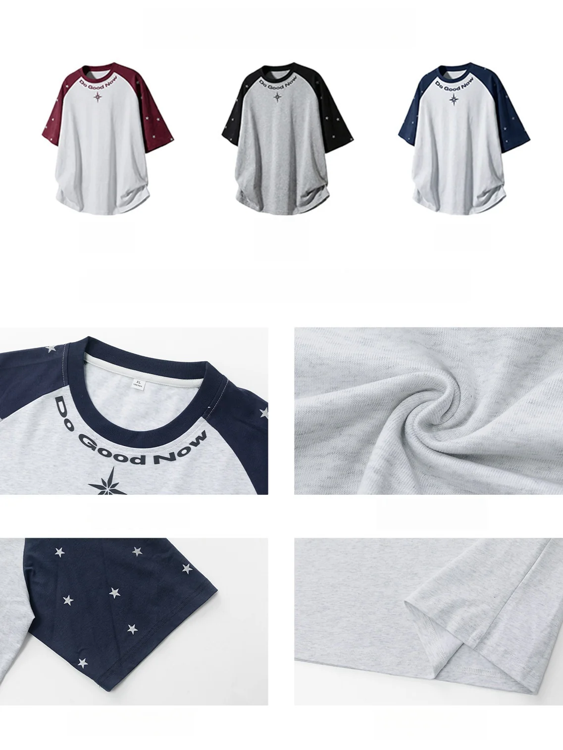 Color-blocked Star Letter Printed T-shirts - Image 10