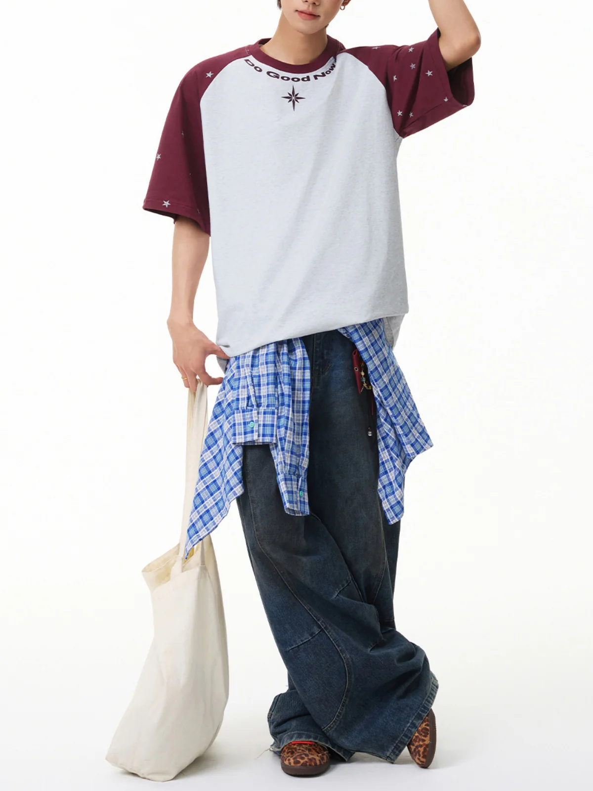 Color-blocked Star Letter Printed T-shirts - Image 2