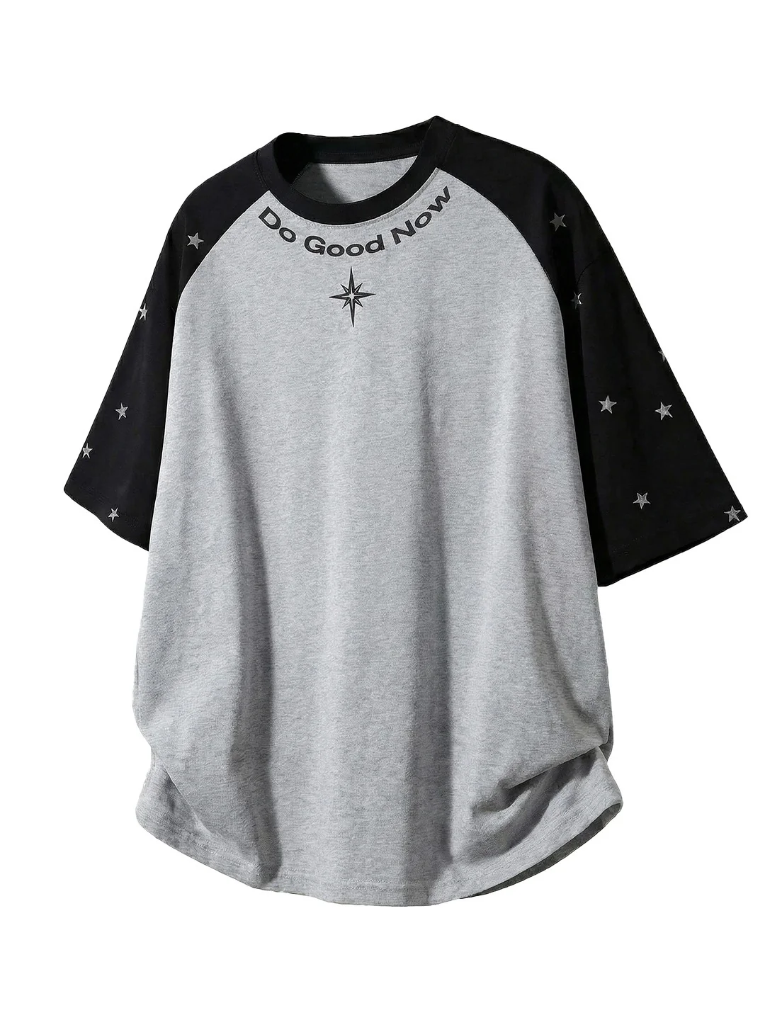 Color-blocked Star Letter Printed T-shirts - Image 6