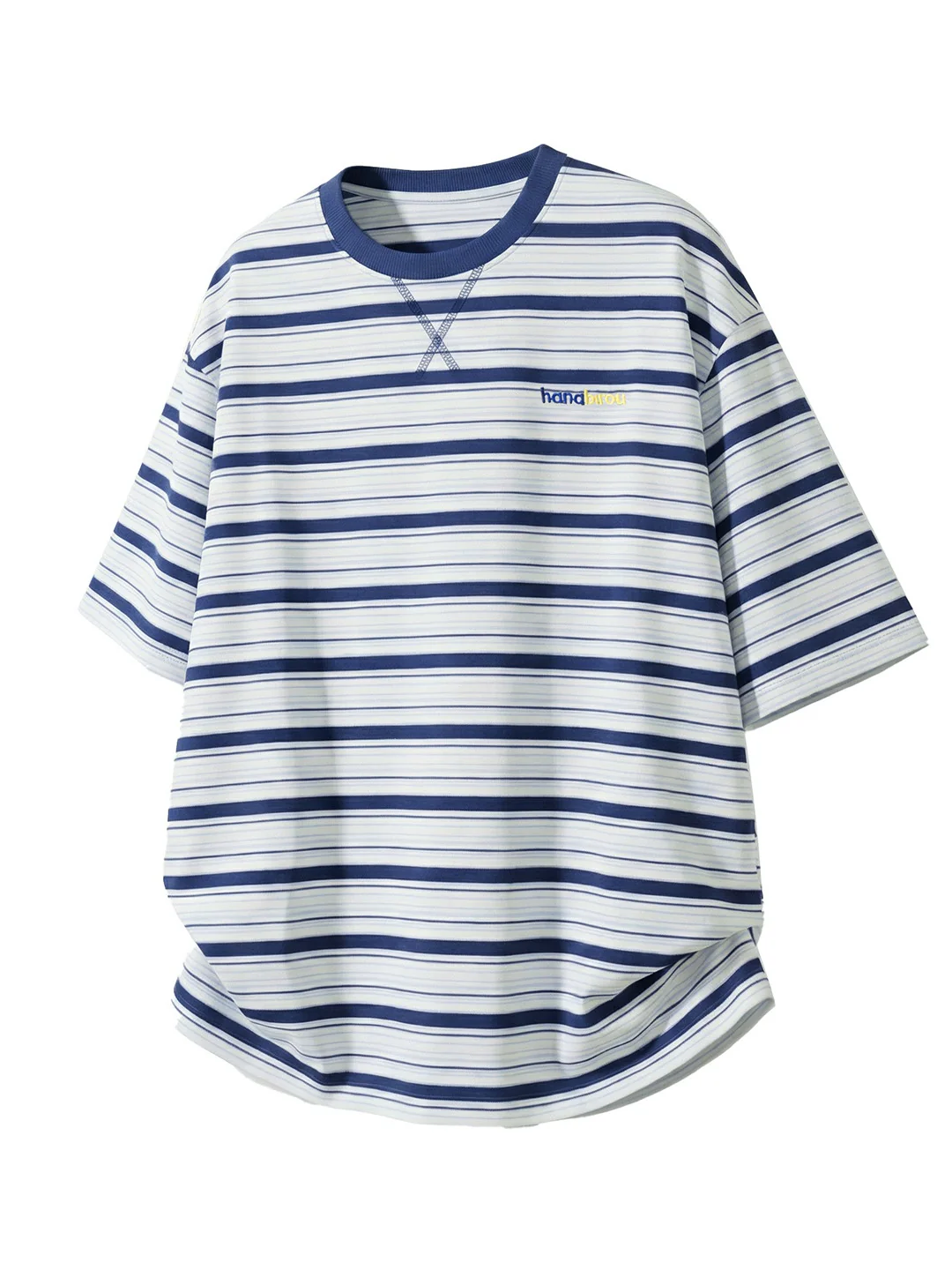 Color-blocked Stripes Letter Applique T-shirts - Image 3