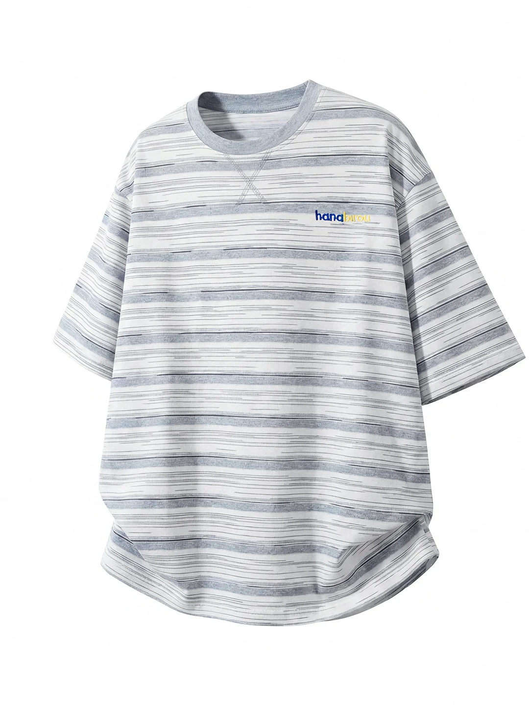 Color-blocked Stripes Letter Applique T-shirts - Image 7